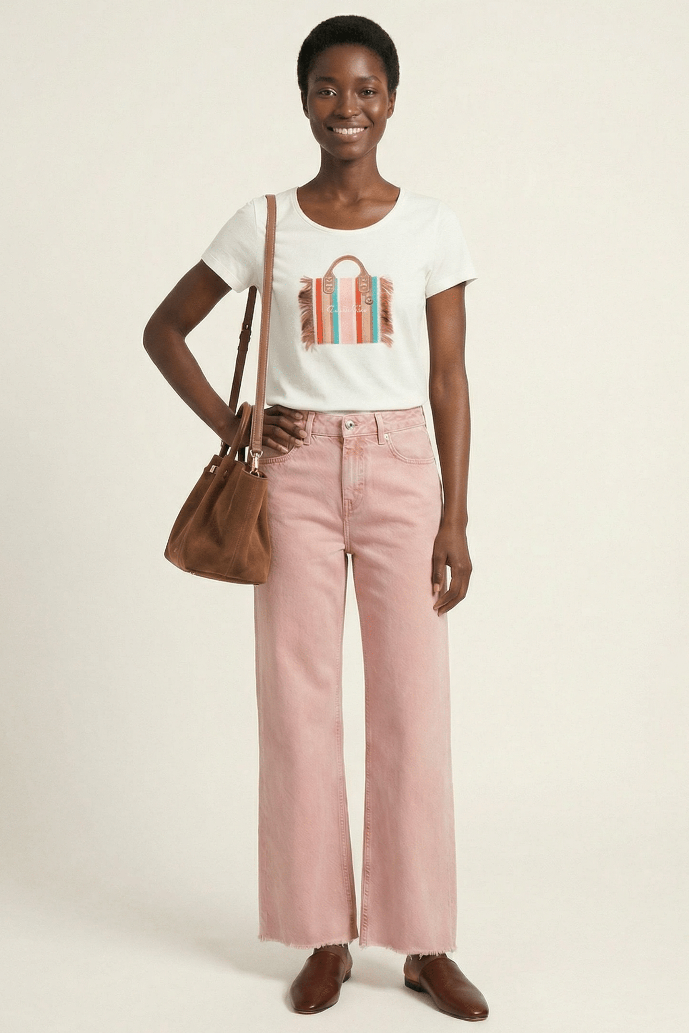 Camiseta blanca detalle bordado bolso con flecos Lolitas&L - lolitasyl.com