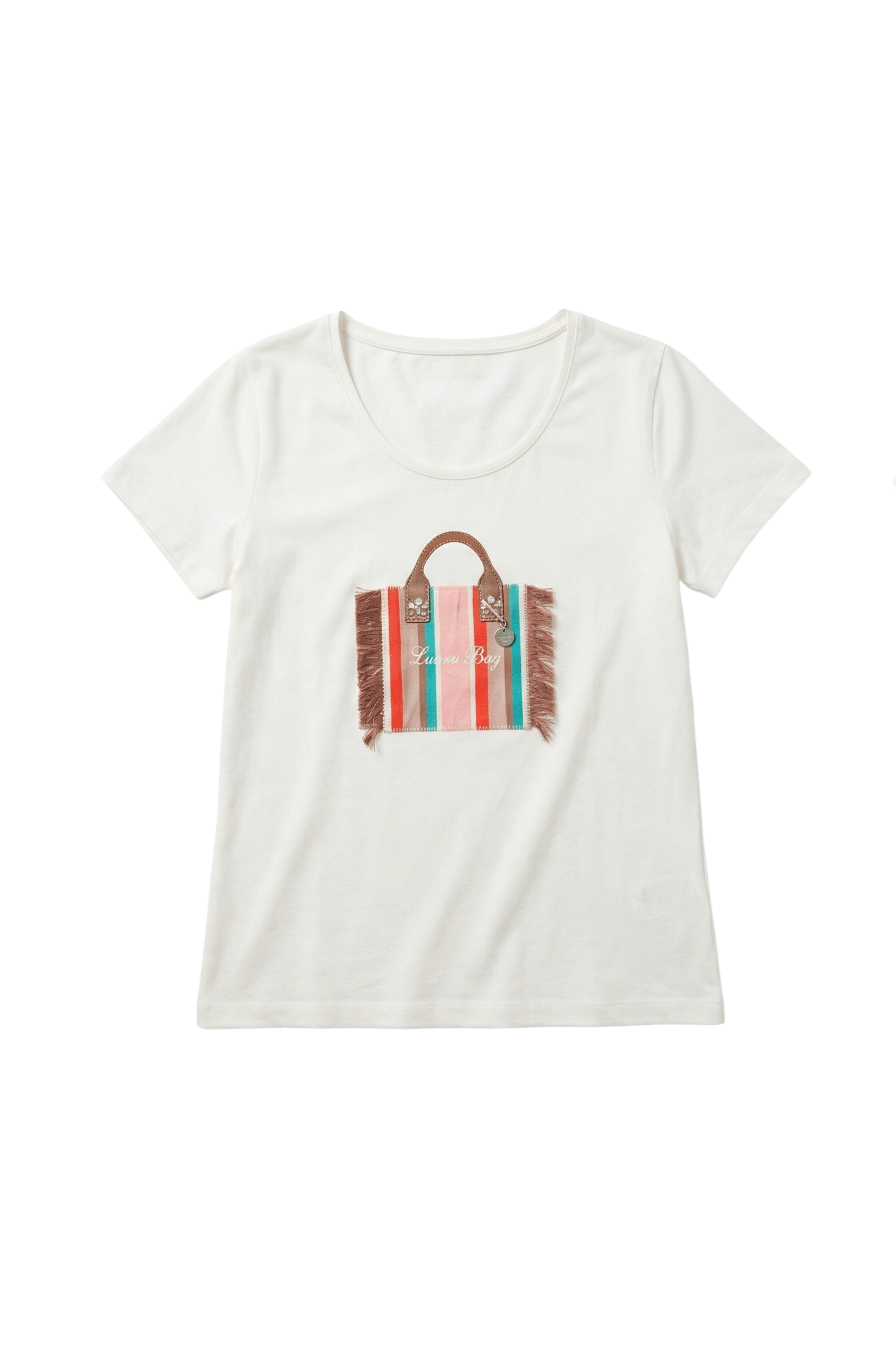 Camiseta blanca detalle bordado bolso con flecos Lolitas&L - lolitasyl.com