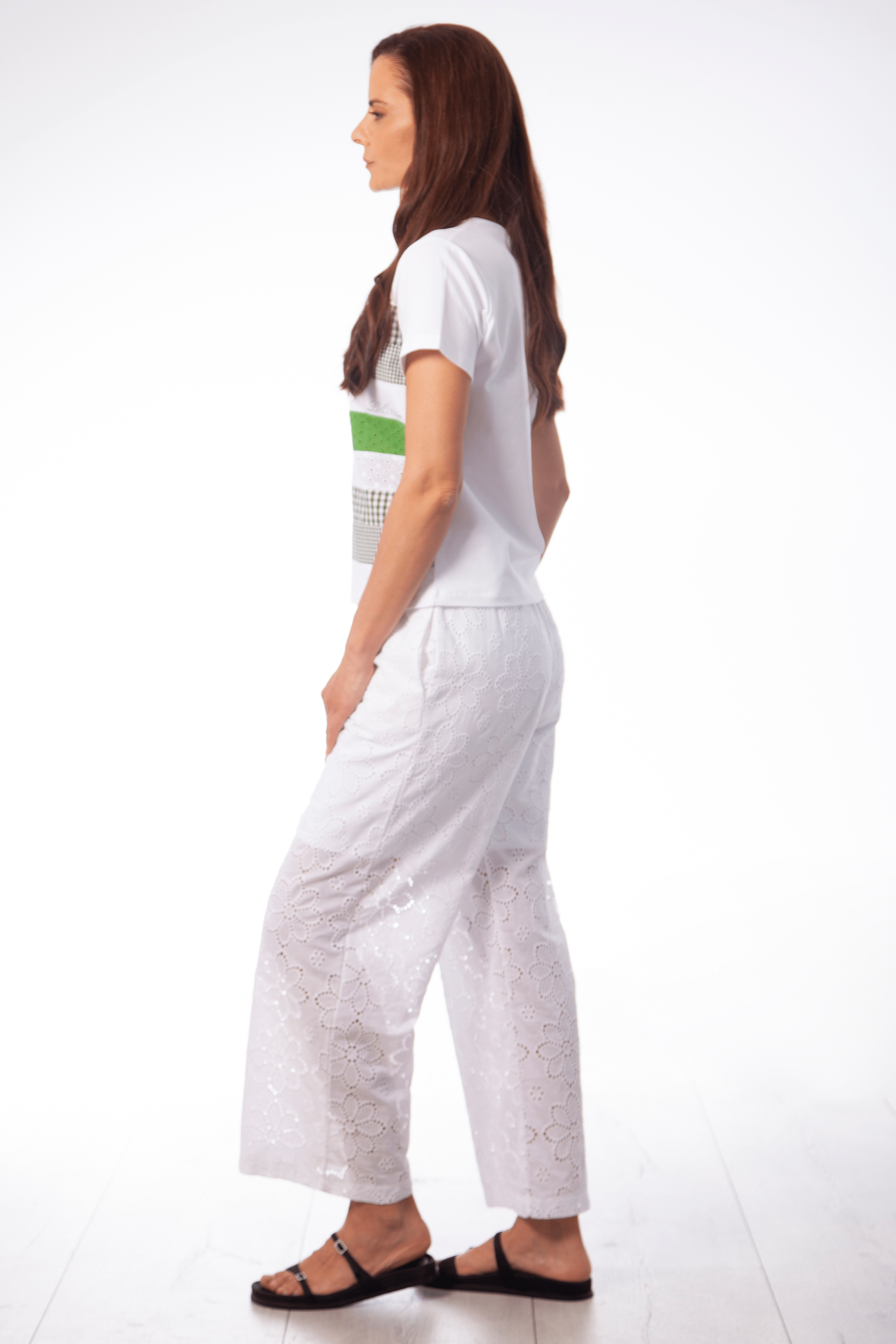 Camiseta blanca detalle patchwork manga corta Lolitas&L - lolitasyl.com