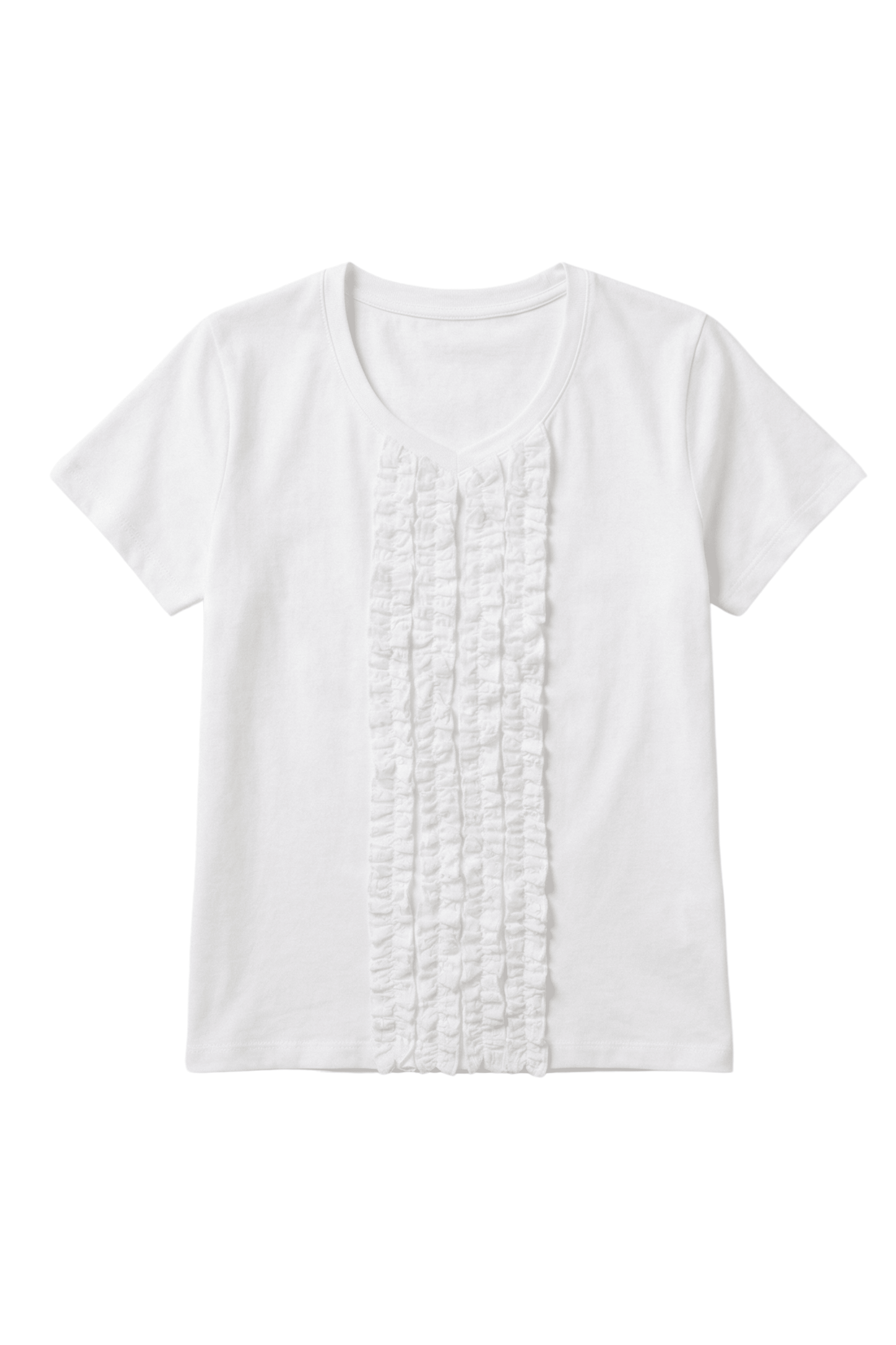 Camiseta blanca detalle plisado manga corta Lolitas&L - lolitasyl.com