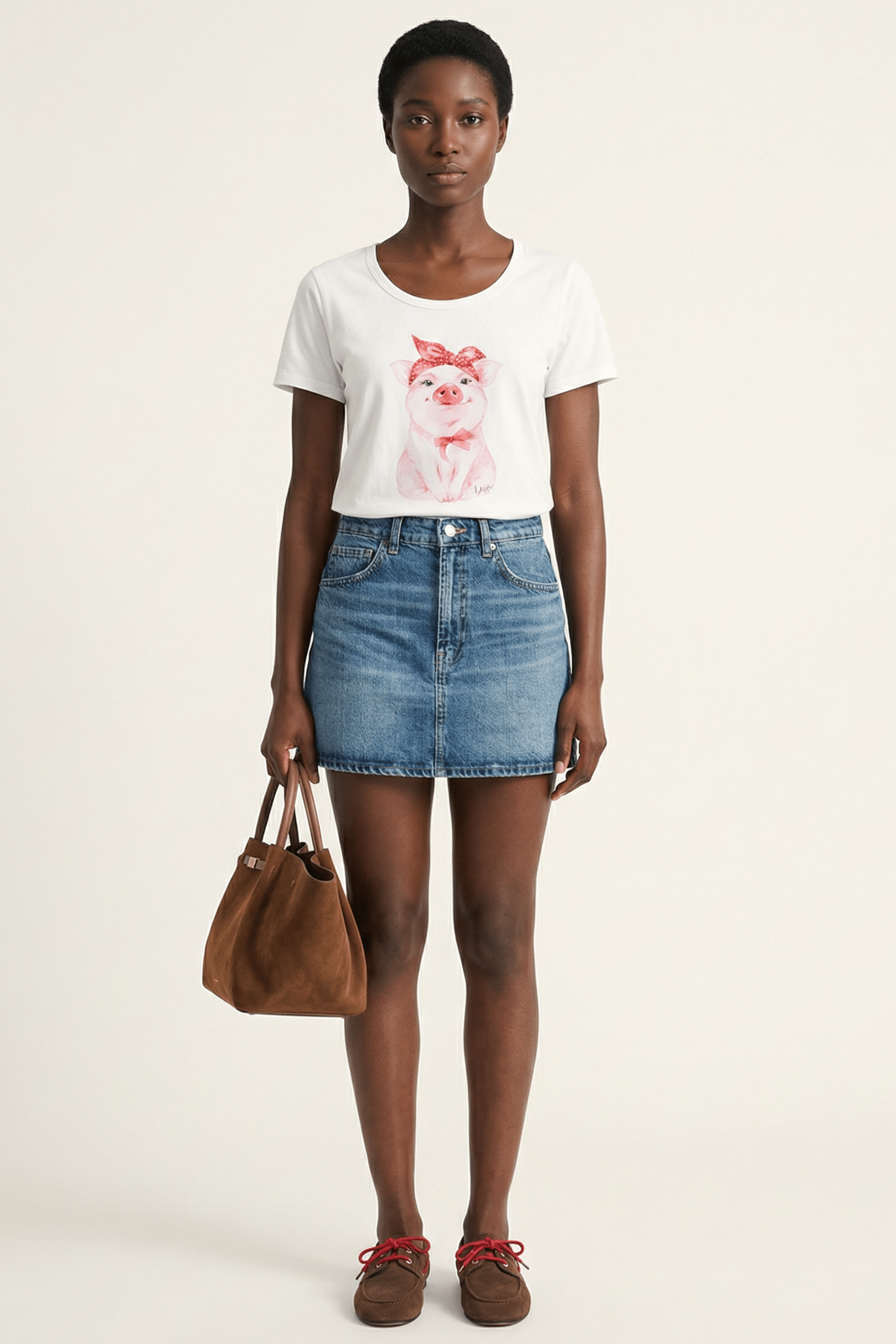 Camiseta blanca estampado cerdito manga corta Lolitas&L - lolitasyl.com