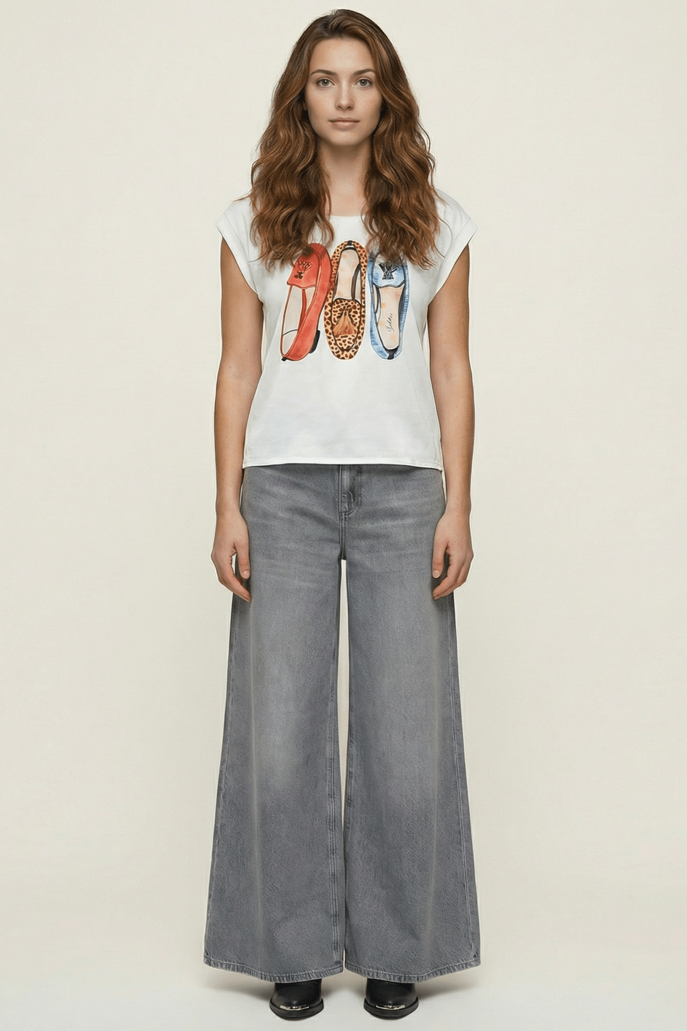 Camiseta blanca estampado manoletinas Lolitas&L - lolitasyl.com