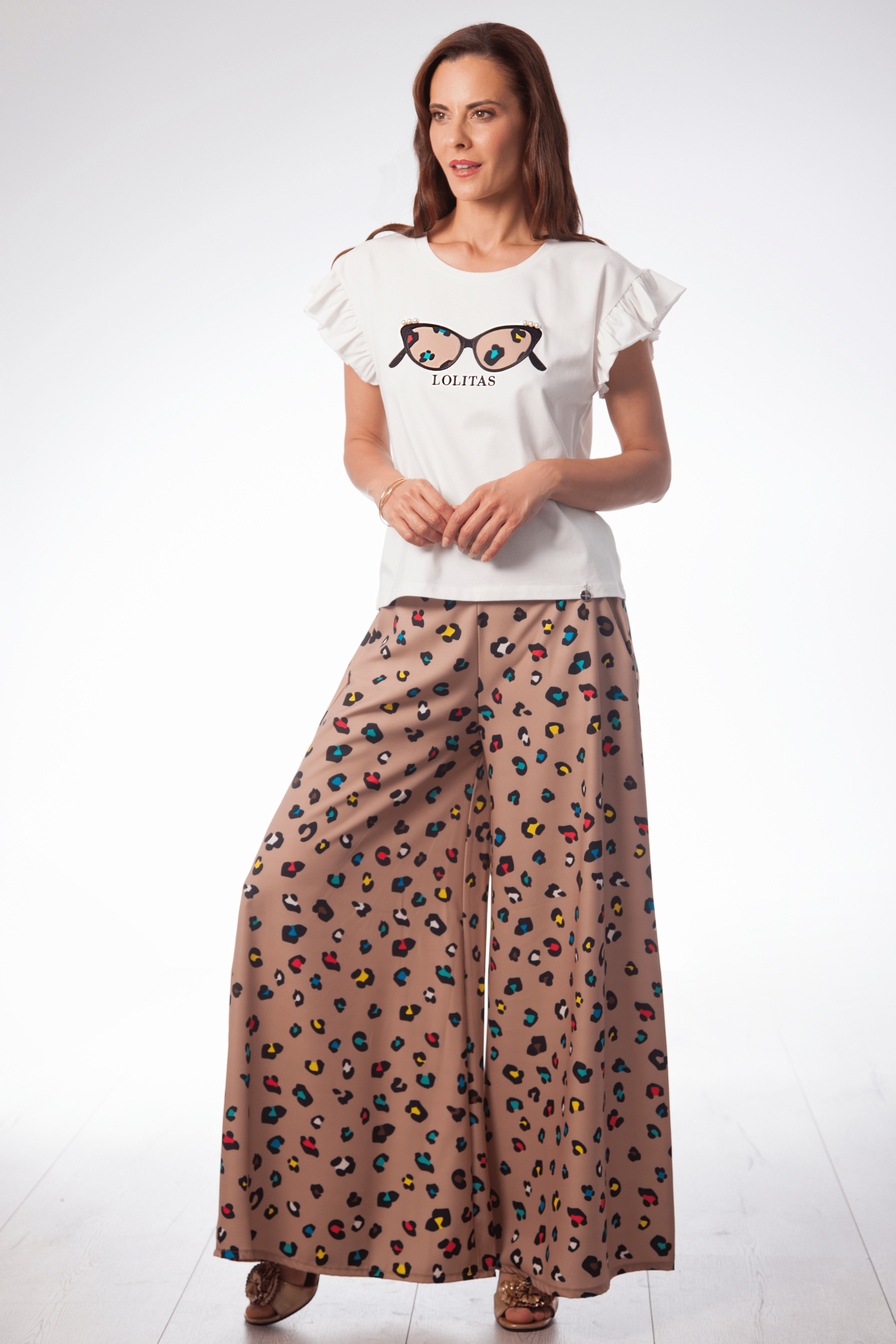 Camiseta blanca motivo bordado gafas animal print Lolitas&L - lolitasyl.com