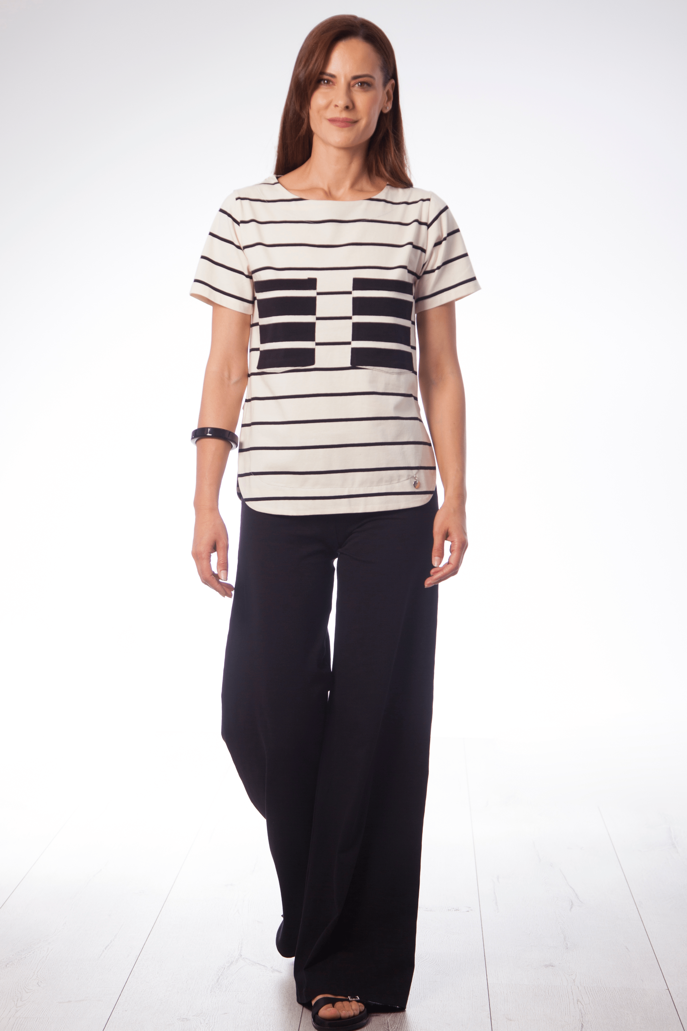 Camiseta blanca rayas con bolsillos en el pecho Lolitas&L - lolitasyl.com