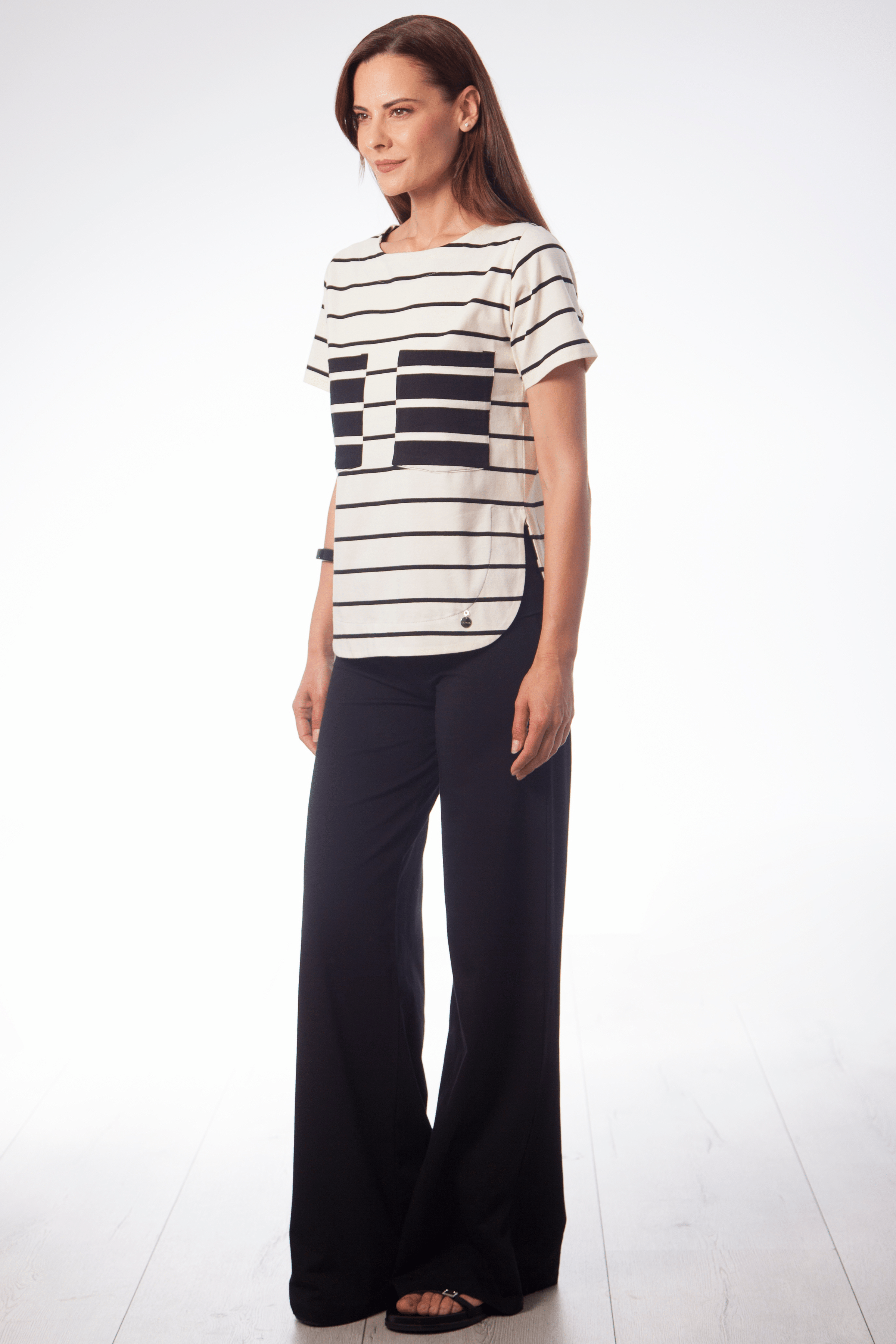 Camiseta blanca rayas con bolsillos en el pecho Lolitas&L - lolitasyl.com