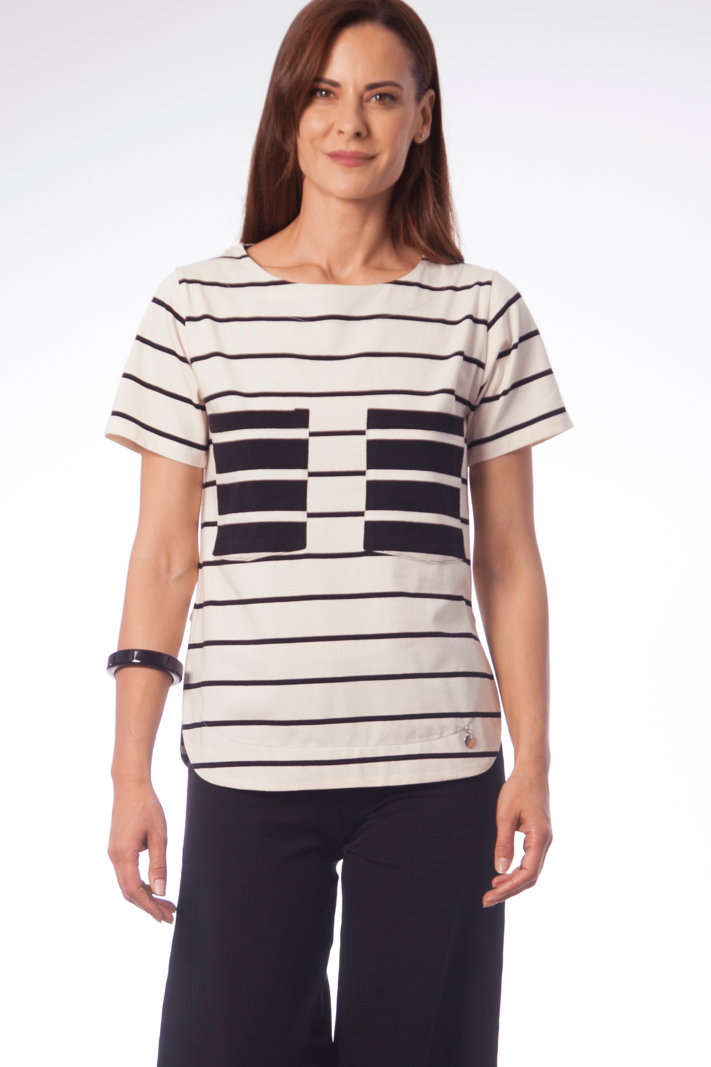 Camiseta blanca rayas con bolsillos en el pecho Lolitas&L - lolitasyl.com