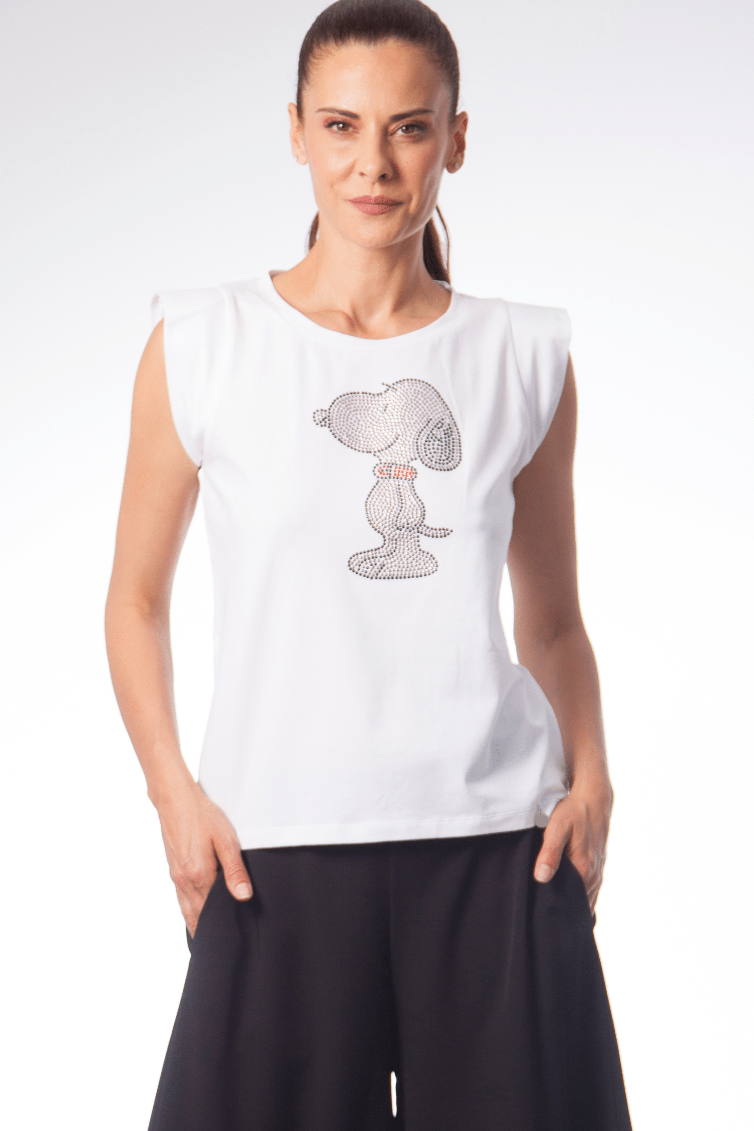 Camiseta blanca Snoopy de strass Lolitas&L - lolitasyl.com