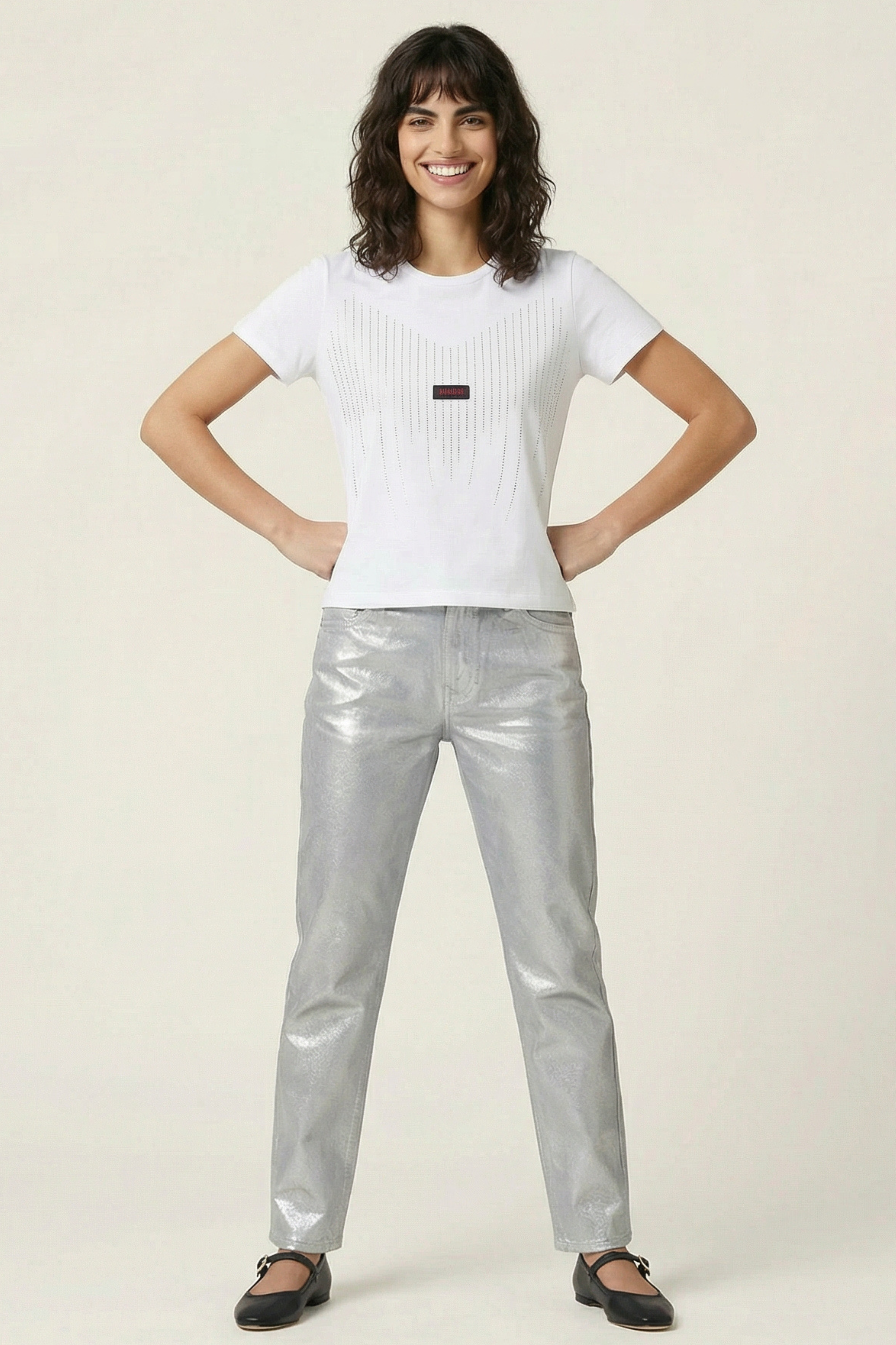 Camiseta blanca stras con logo Lolitas&L