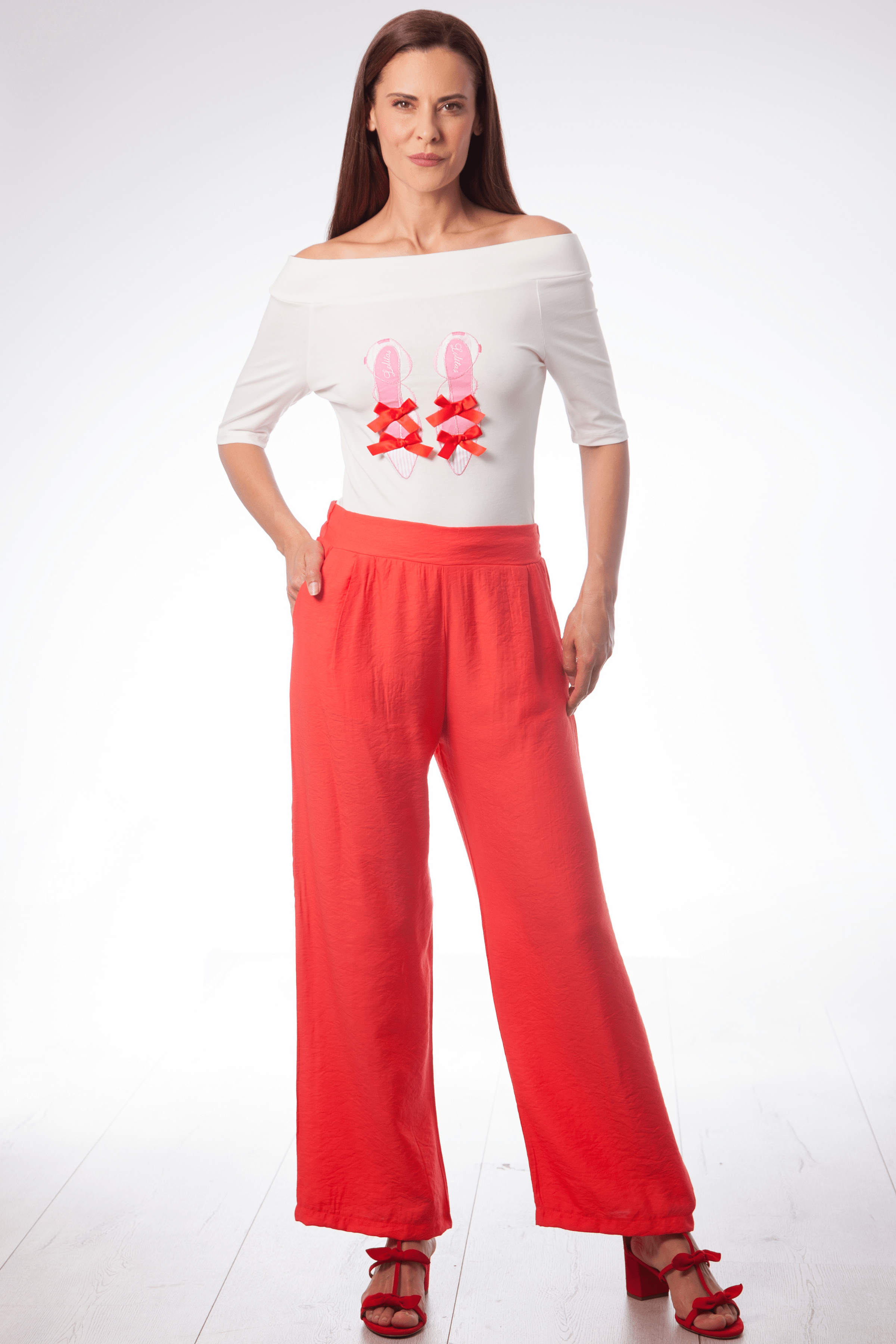 Camiseta blanca zapatilla bailarina ecote bardot Lolitas&L - lolitasyl.com