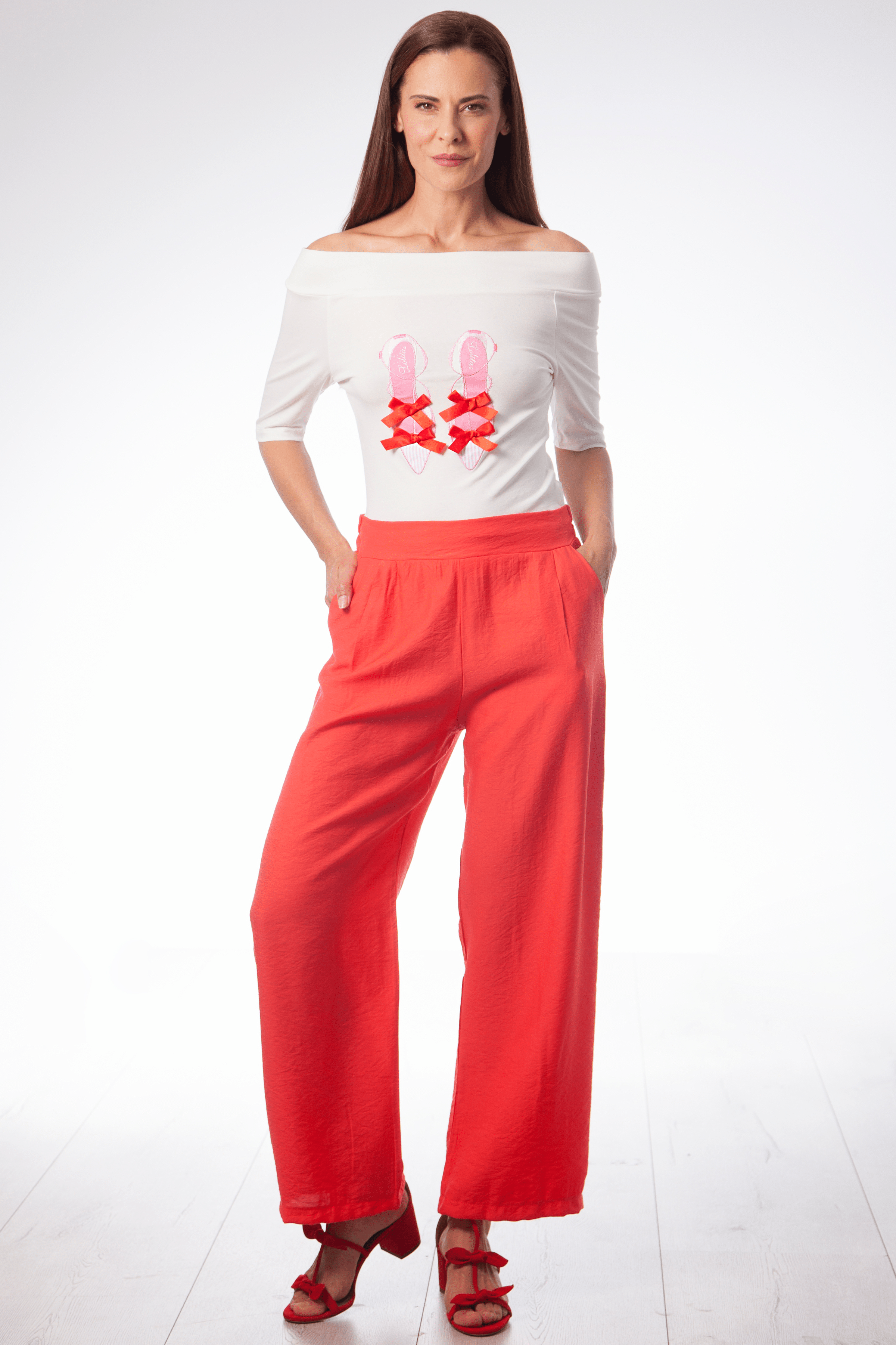 Camiseta blanca zapatilla bailarina ecote bardot Lolitas&L - lolitasyl.com