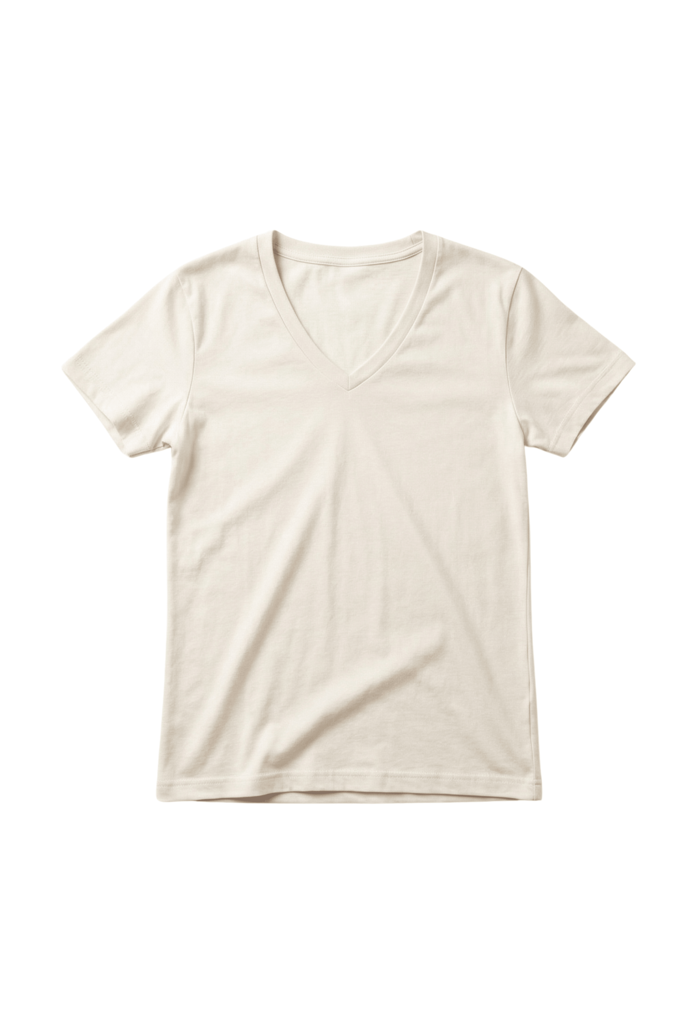Camiseta crema basica con escote pico y manga corta Lolitas&L - lolitasyl.com