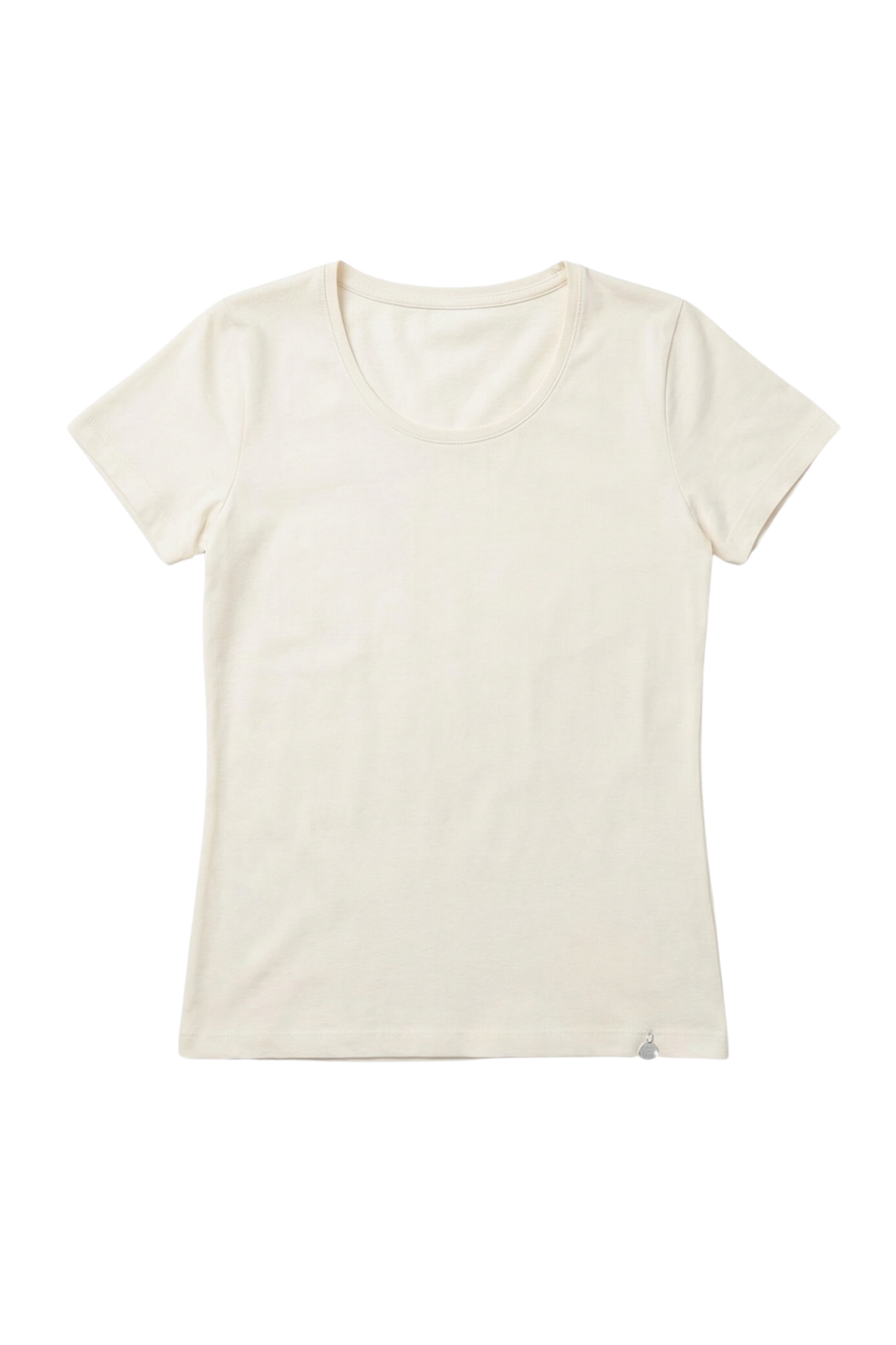 Camiseta crema basica con escote collar y manga corta Lolitas&L