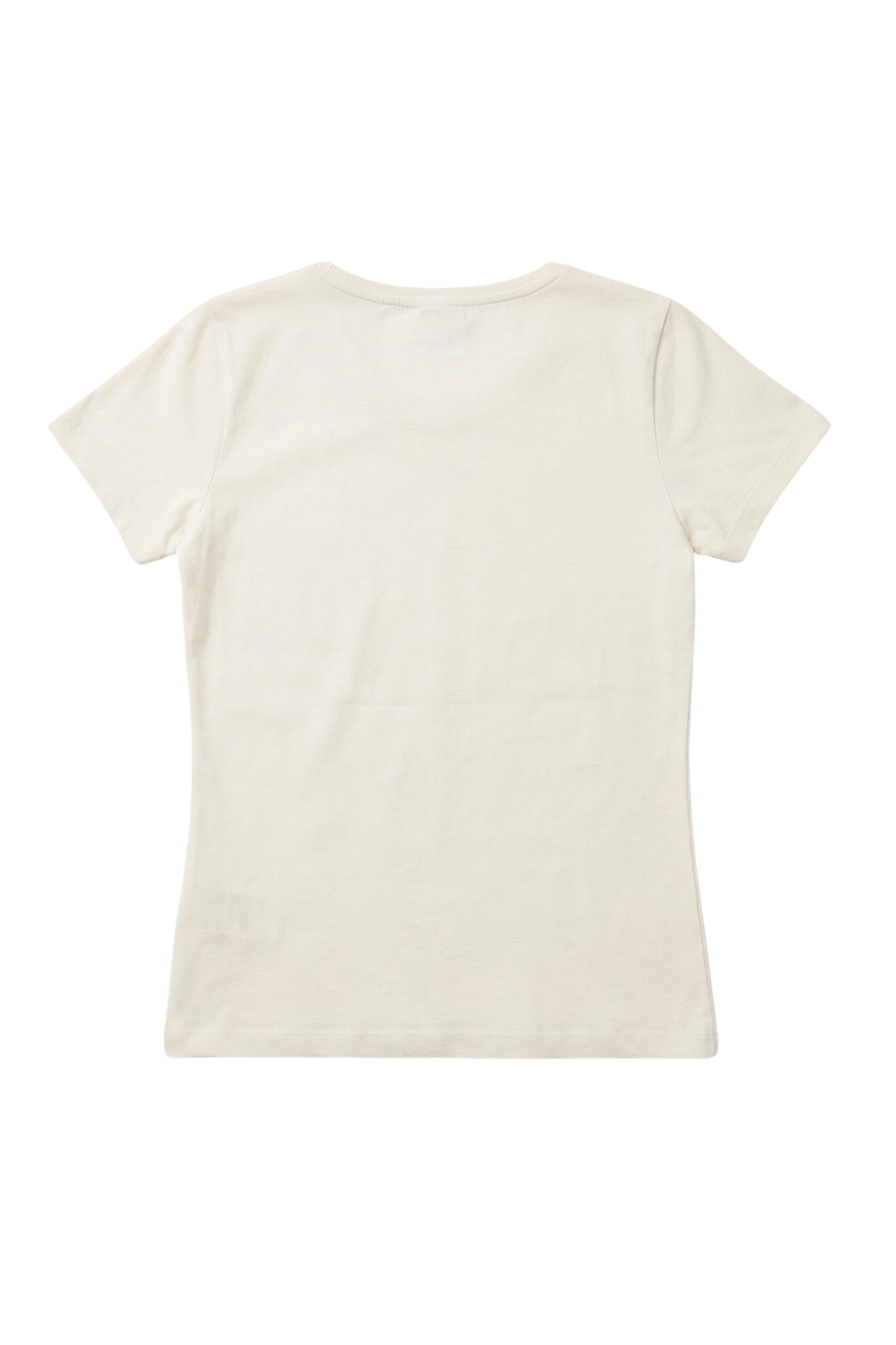 Camiseta crema basica con escote collar y manga corta Lolitas&L