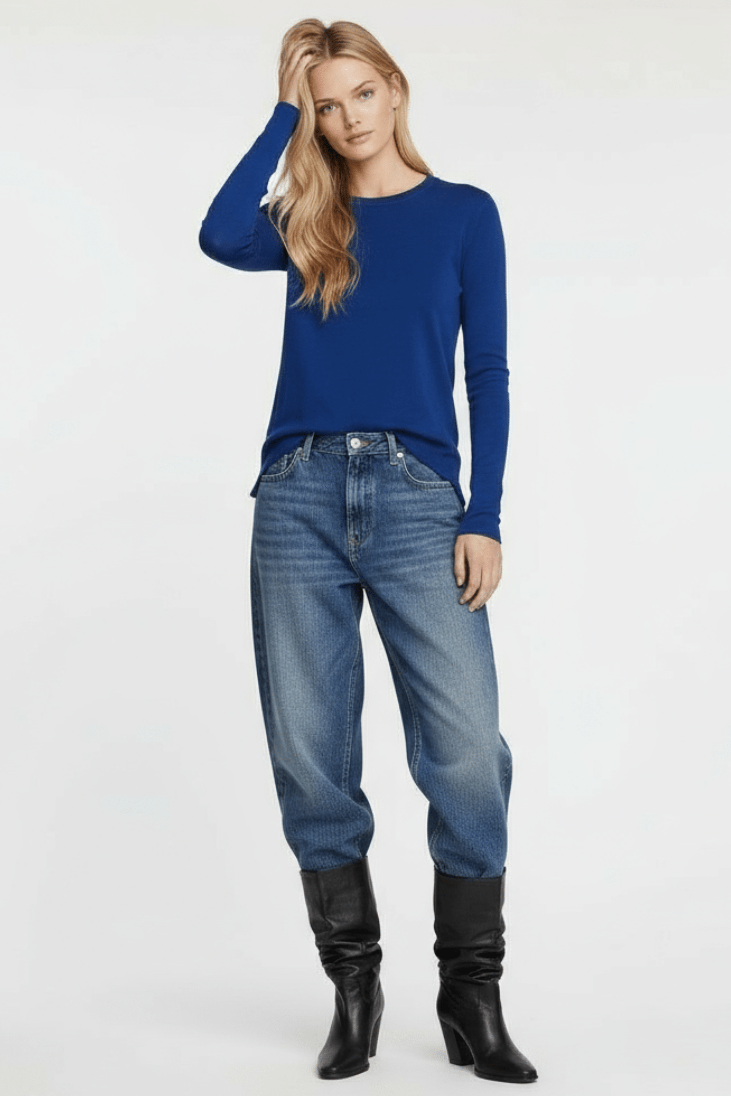 Camiseta de punto azul volante en la espalda Lolitas&L - lolitasyl.com