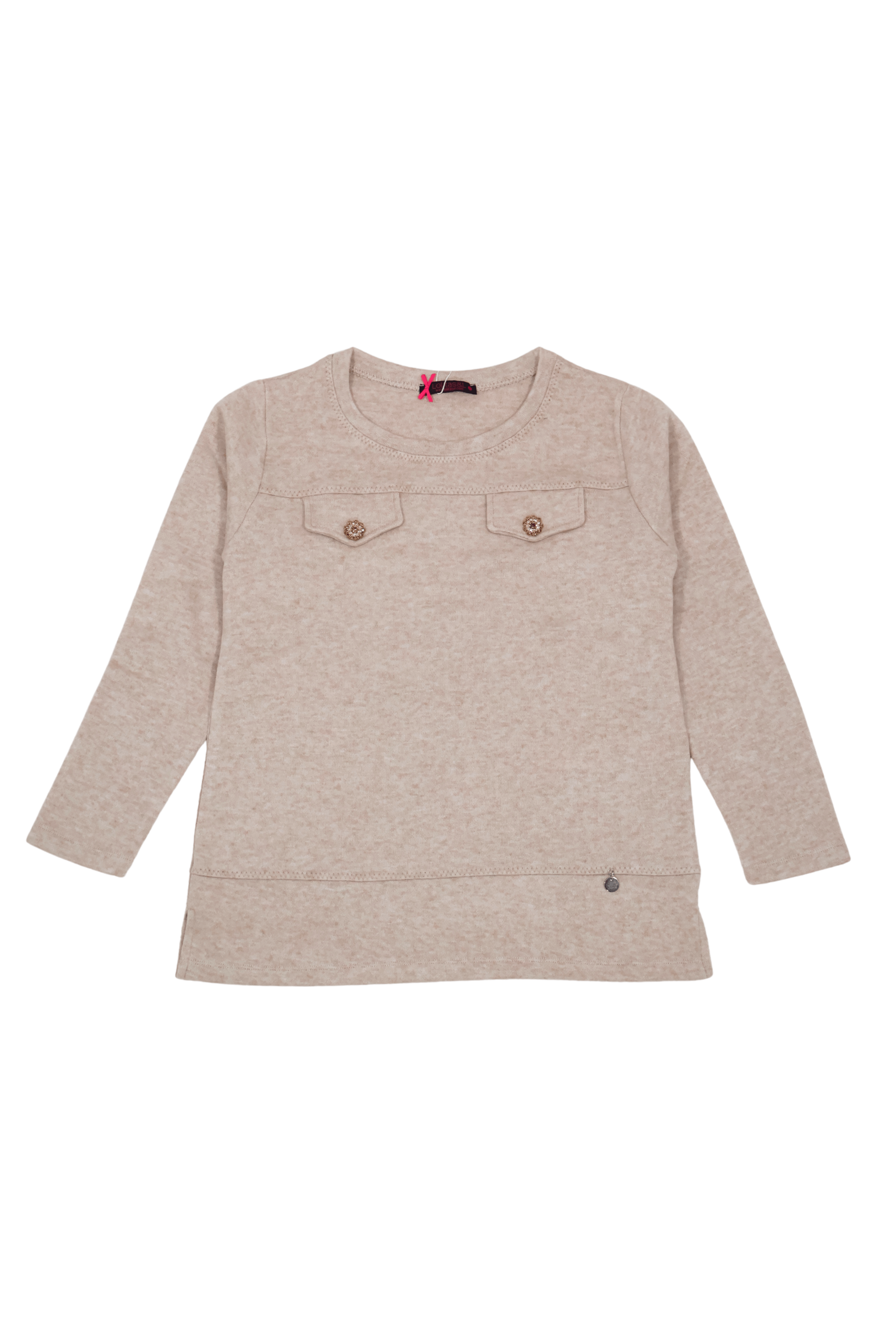 Camiseta de punto beige con botones dorados Lolitas&L - lolitasyl.com