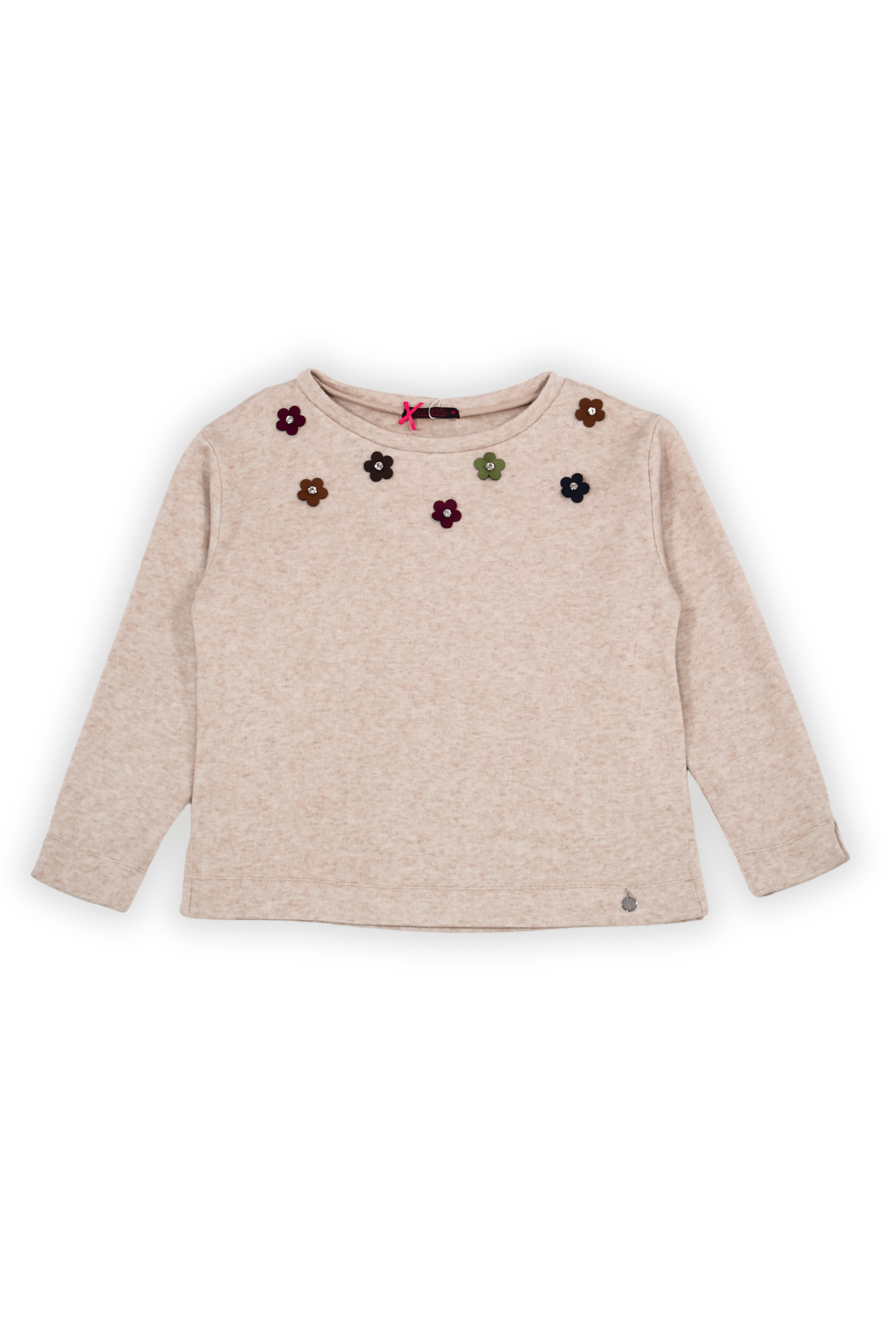 Camiseta de punto beige con flores antelina multicolor Lolitas&L - lolitasyl.com