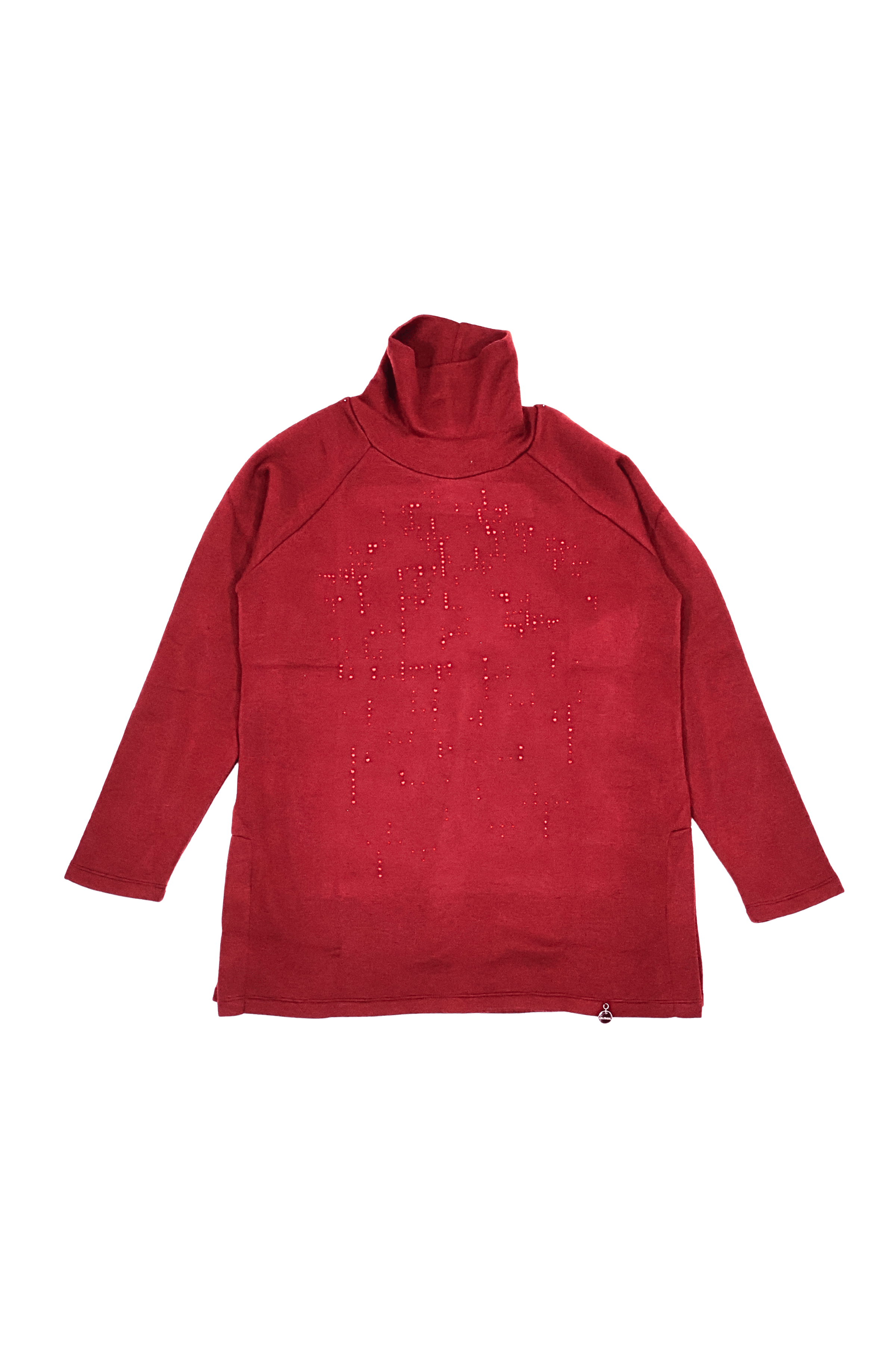 Camiseta de punto granate cuello alto con strass Lolitas&L - lolitasyl.com