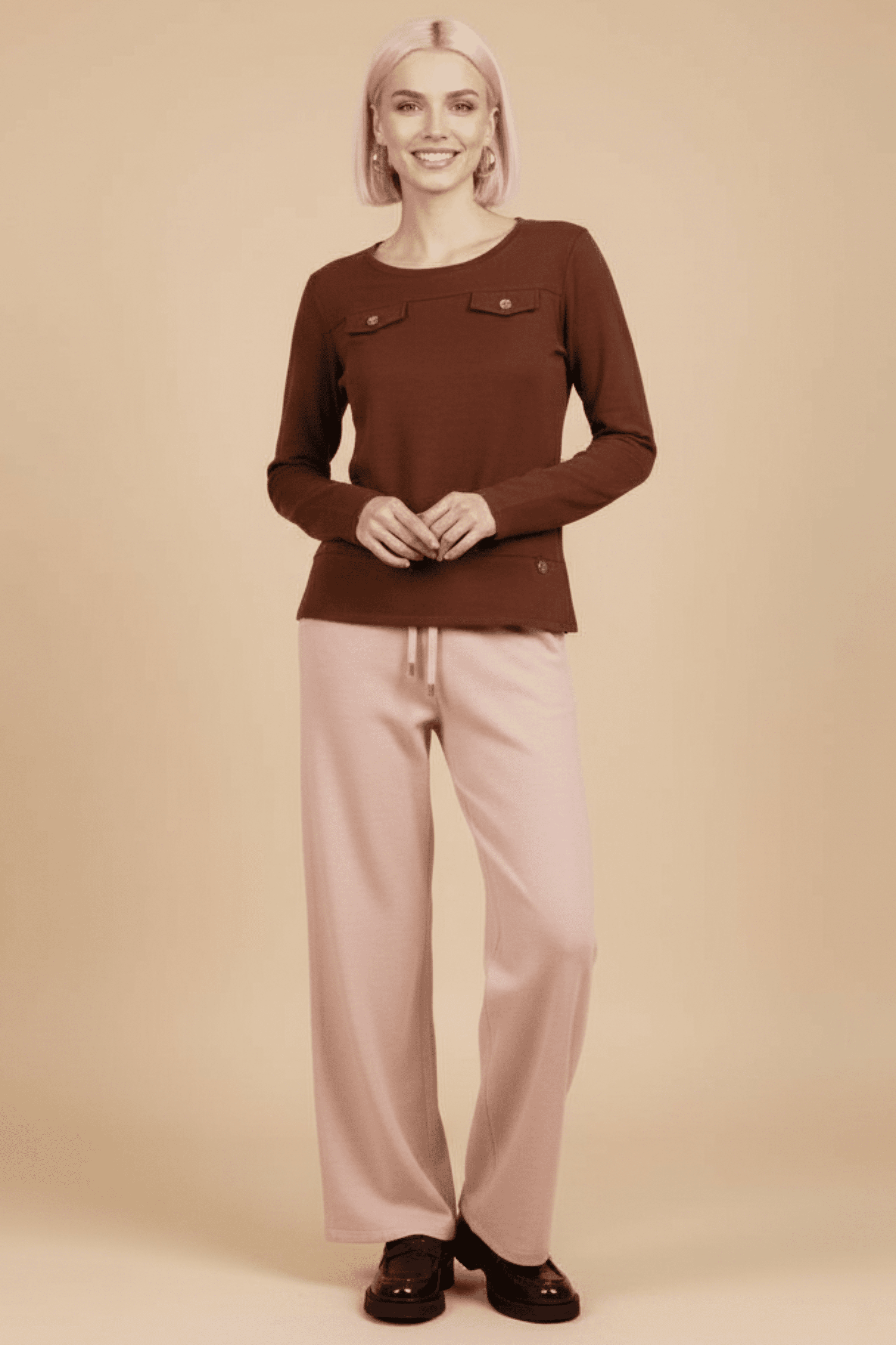 Camiseta de punto marron con botones dorados Lolitas&L - lolitasyl.com