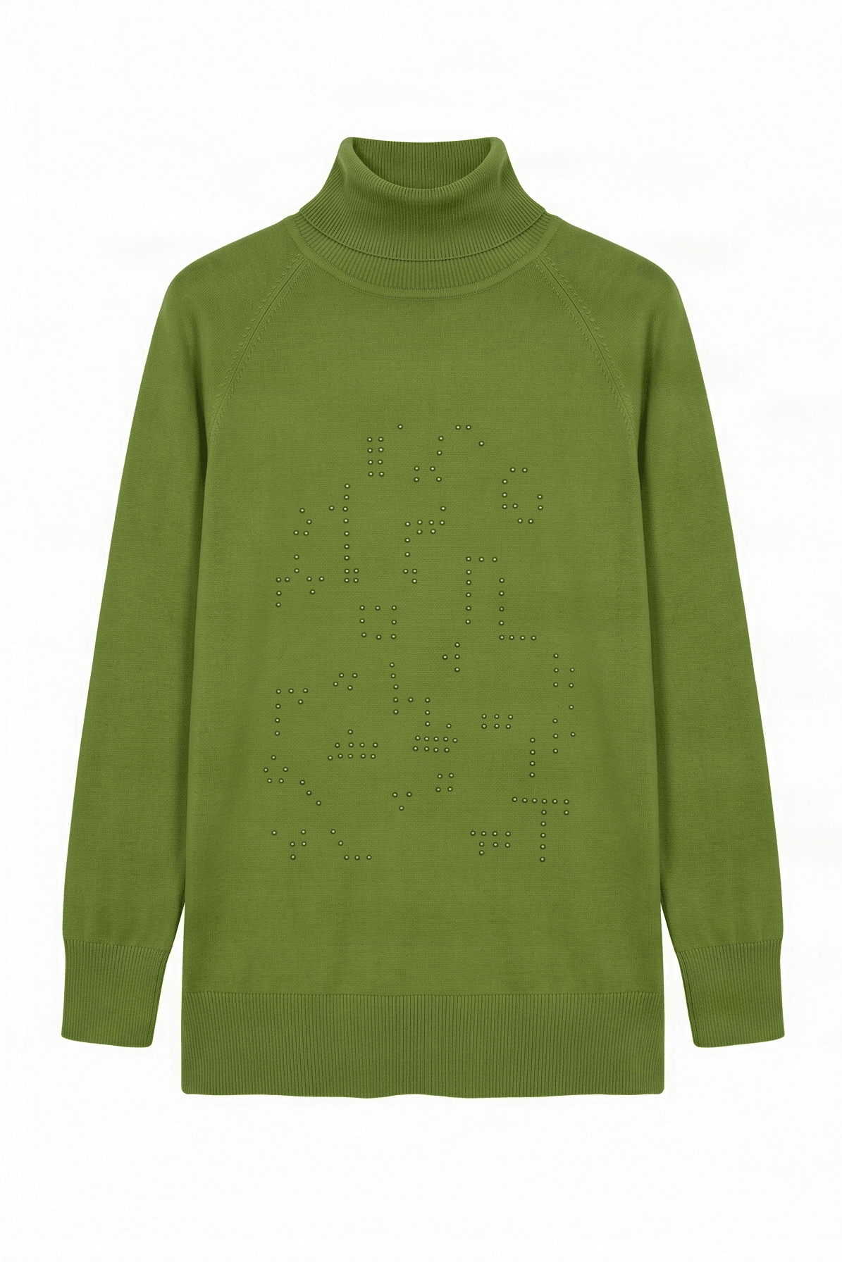 Camiseta de punto verde cuello alto con strass Lolitas&L - lolitasyl.com