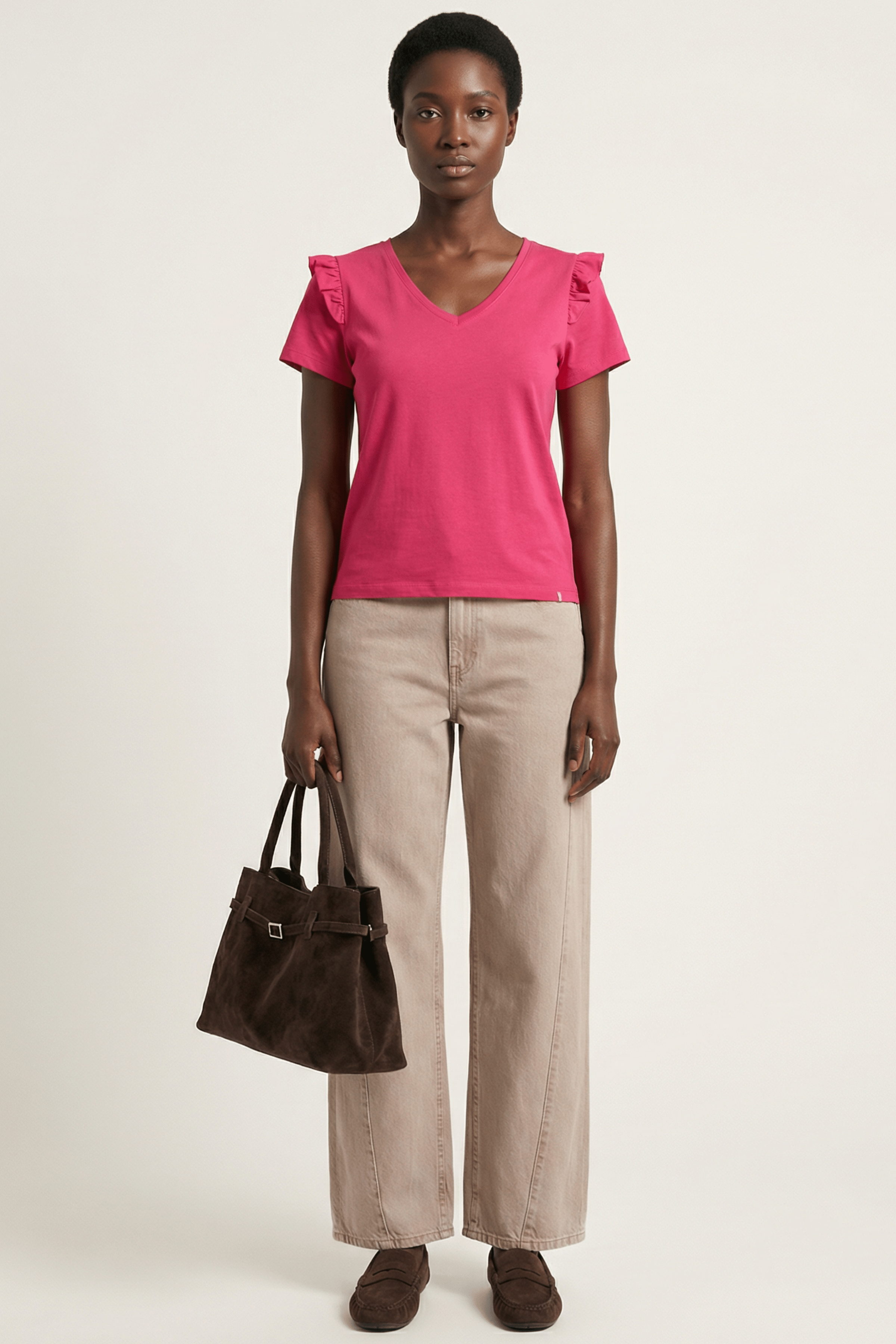 Camiseta fucsia con volante en hombros Lolitas&L - lolitasyl.com