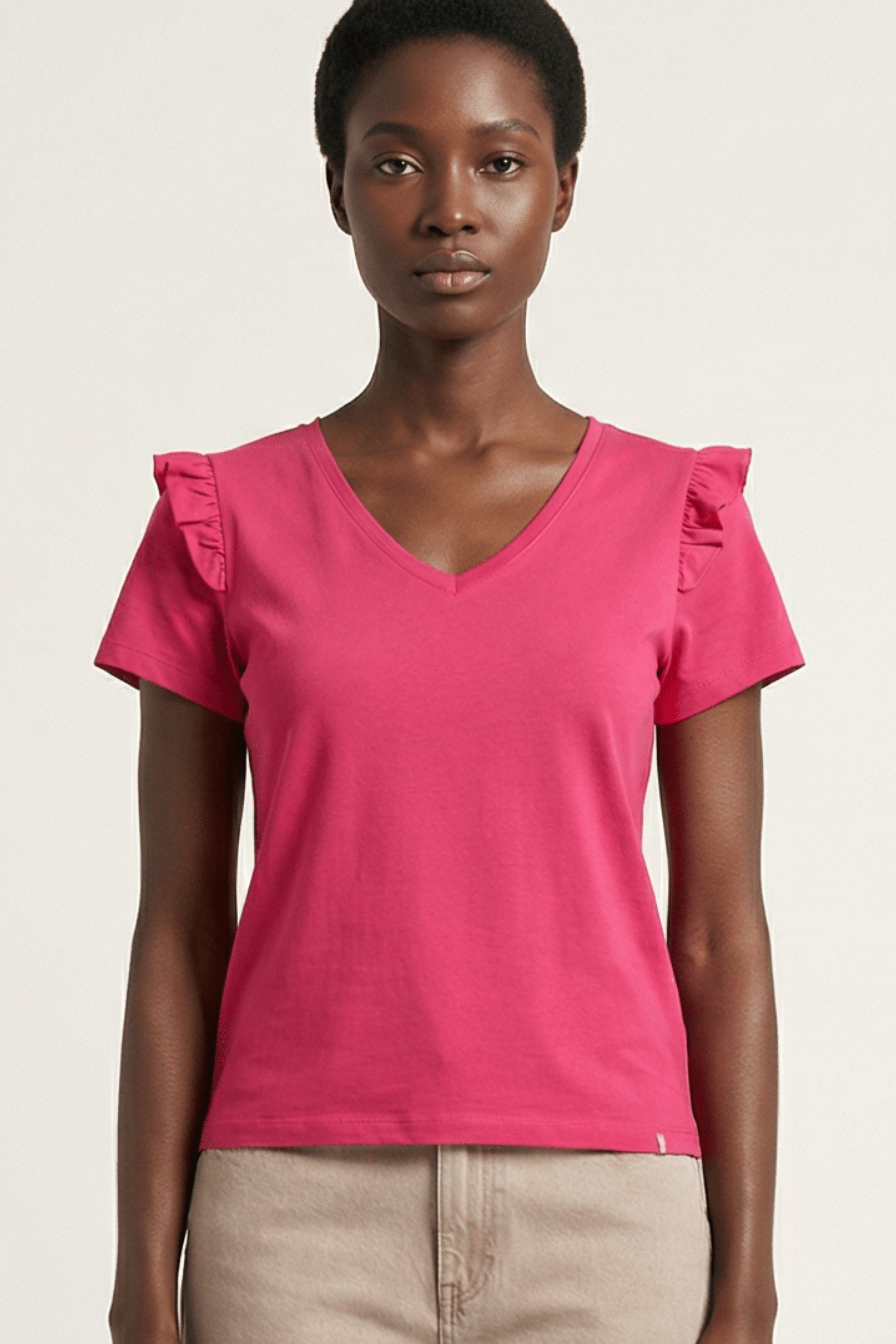 Camiseta fucsia con volante en hombros Lolitas&L - lolitasyl.com