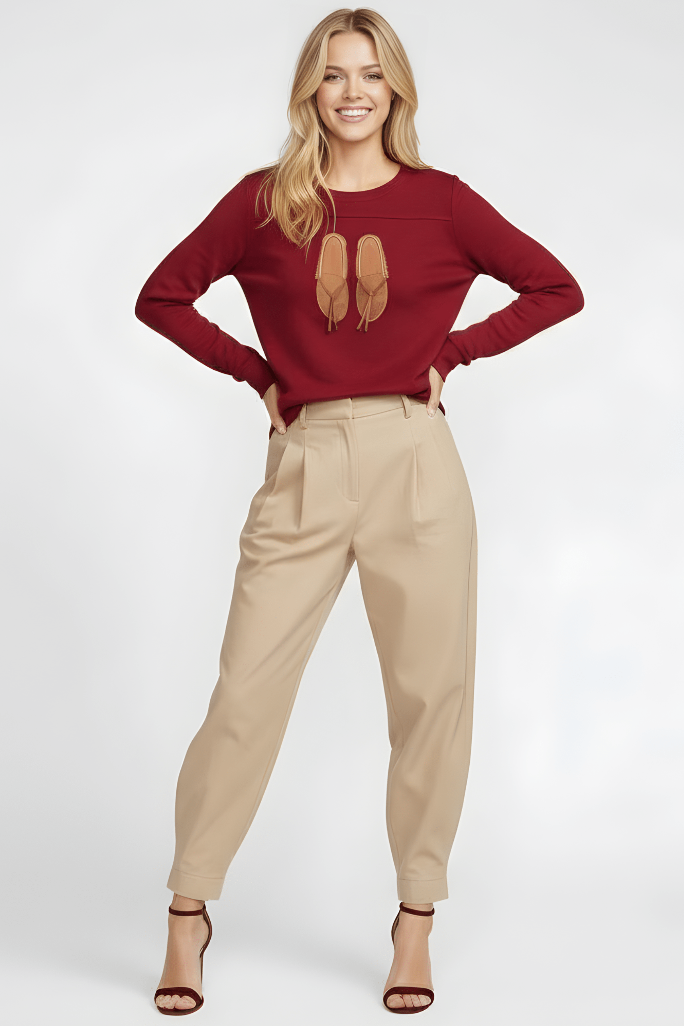 Camiseta granate bordado zapatillas indias cuero Lolitas&L - lolitasyl.com