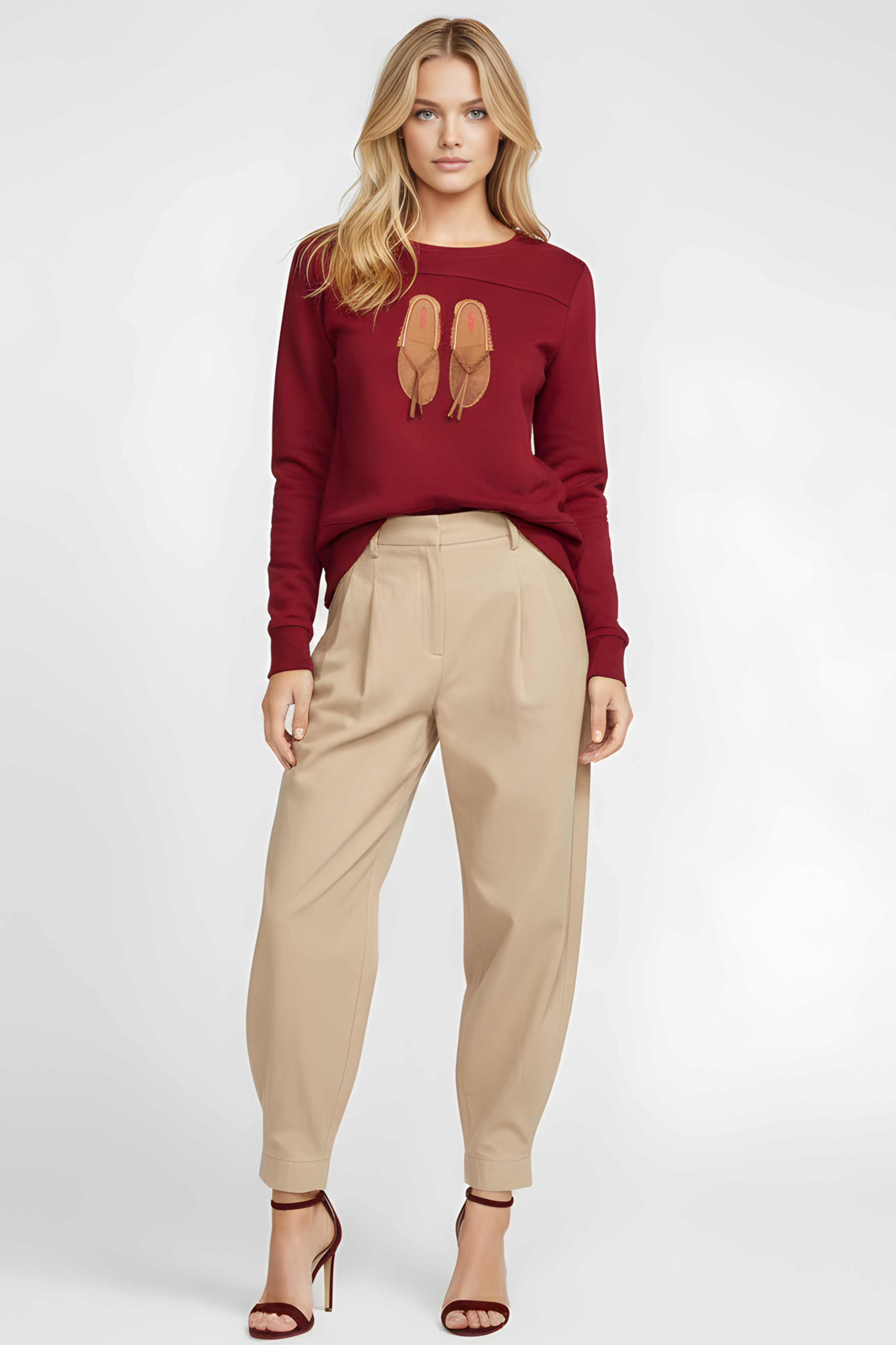 Camiseta granate bordado zapatillas indias cuero Lolitas&L