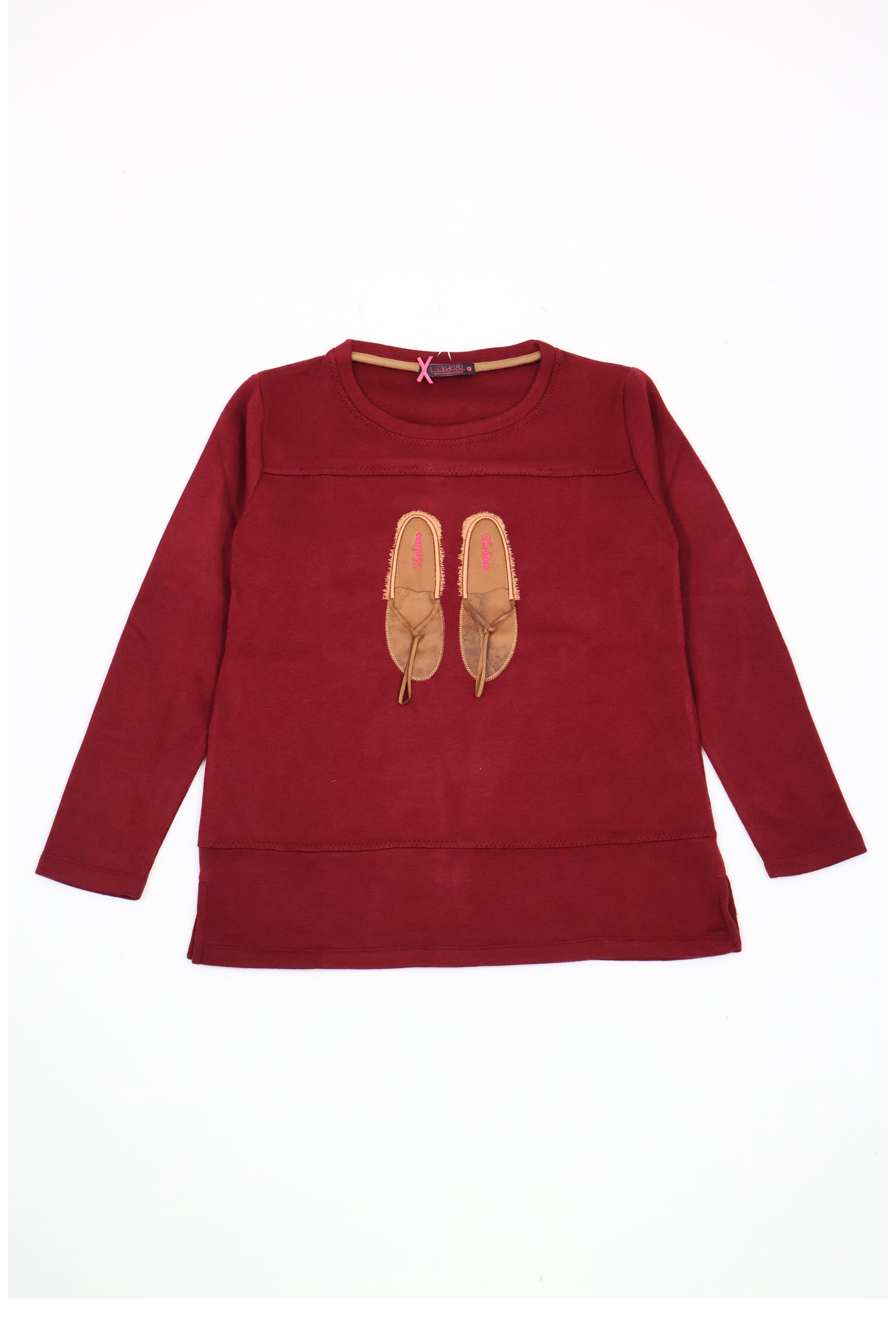 Camiseta granate bordado zapatillas indias cuero Lolitas&L