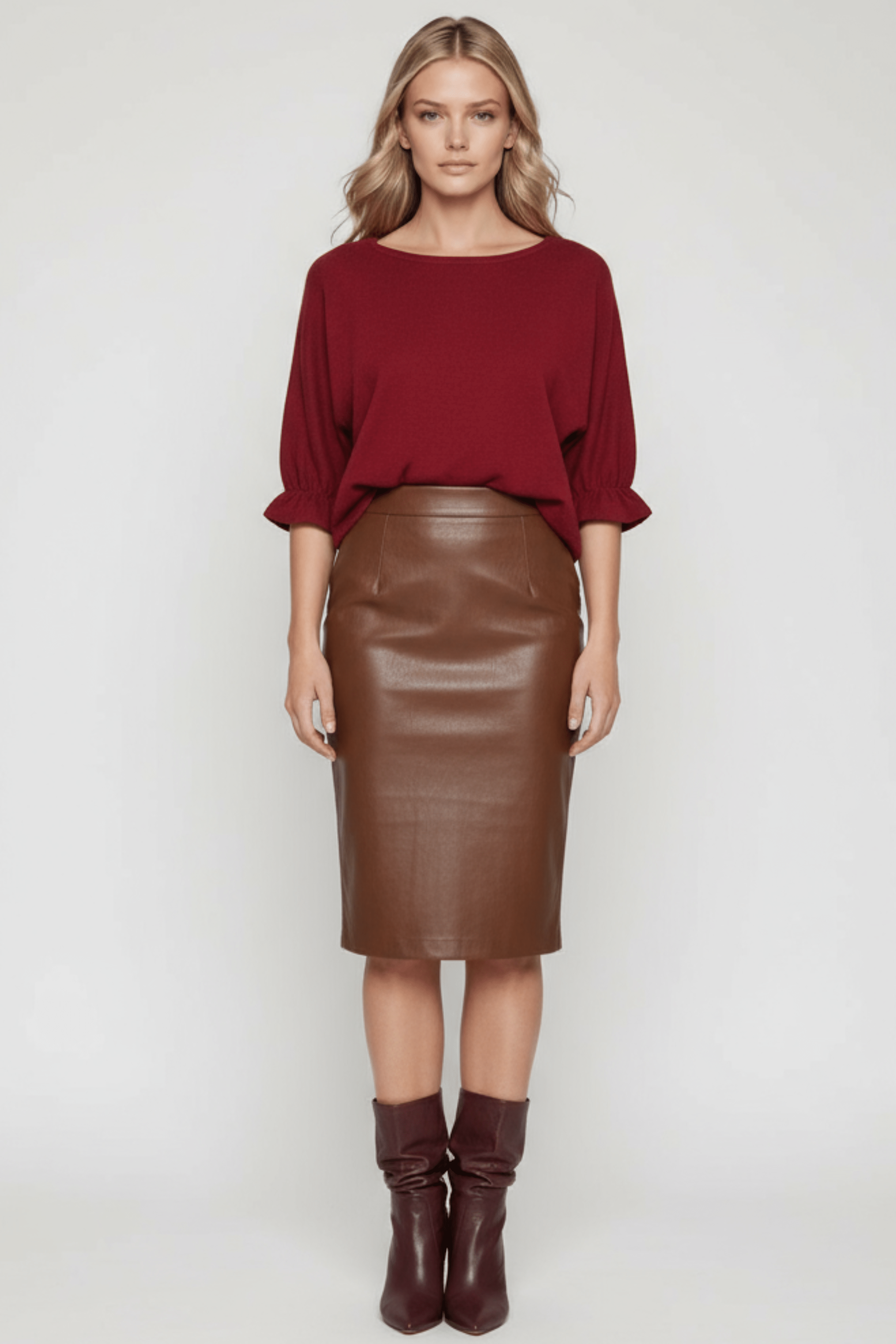 Camiseta granate de punto manga con goma Lolitas&L - lolitasyl.com