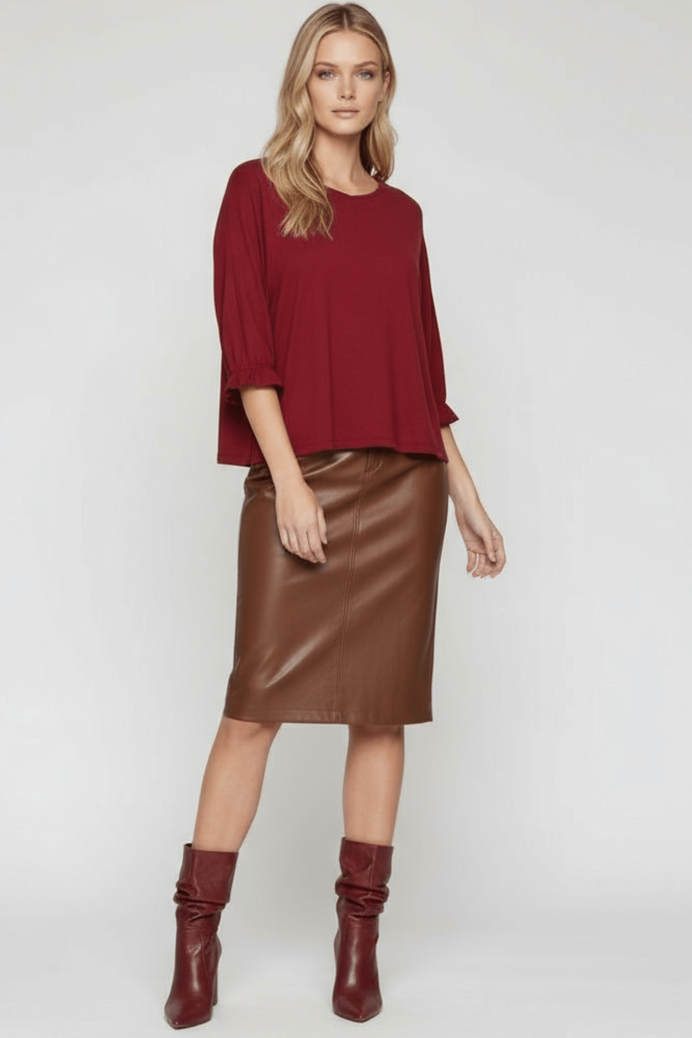 Camiseta granate de punto manga con goma Lolitas&L - lolitasyl.com