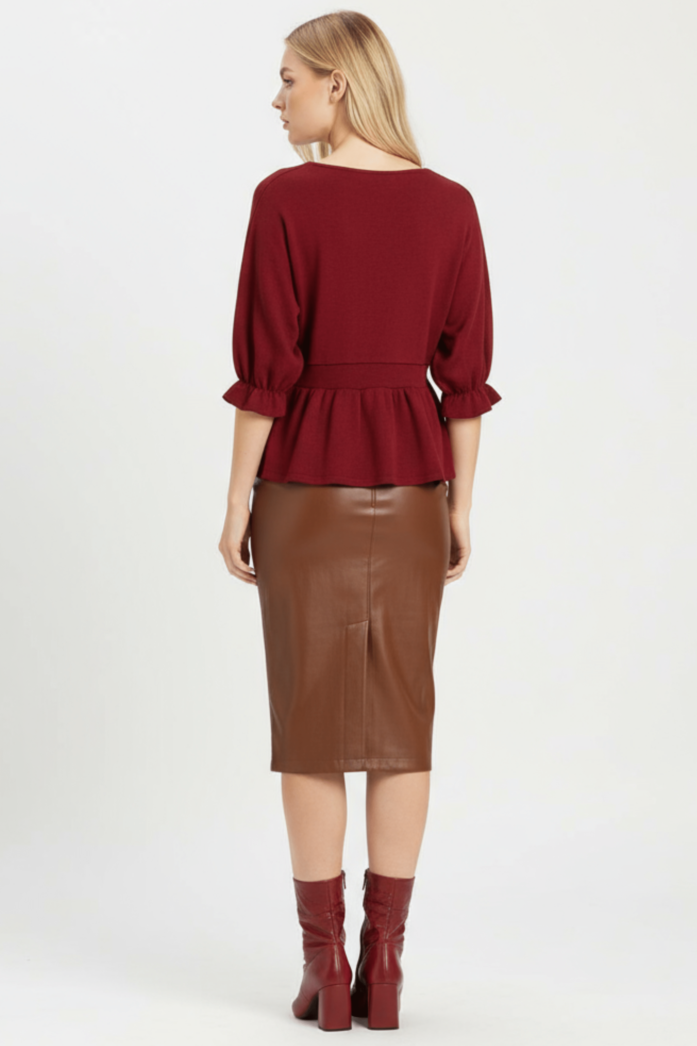 Camiseta granate de punto manga con goma Lolitas&L - lolitasyl.com