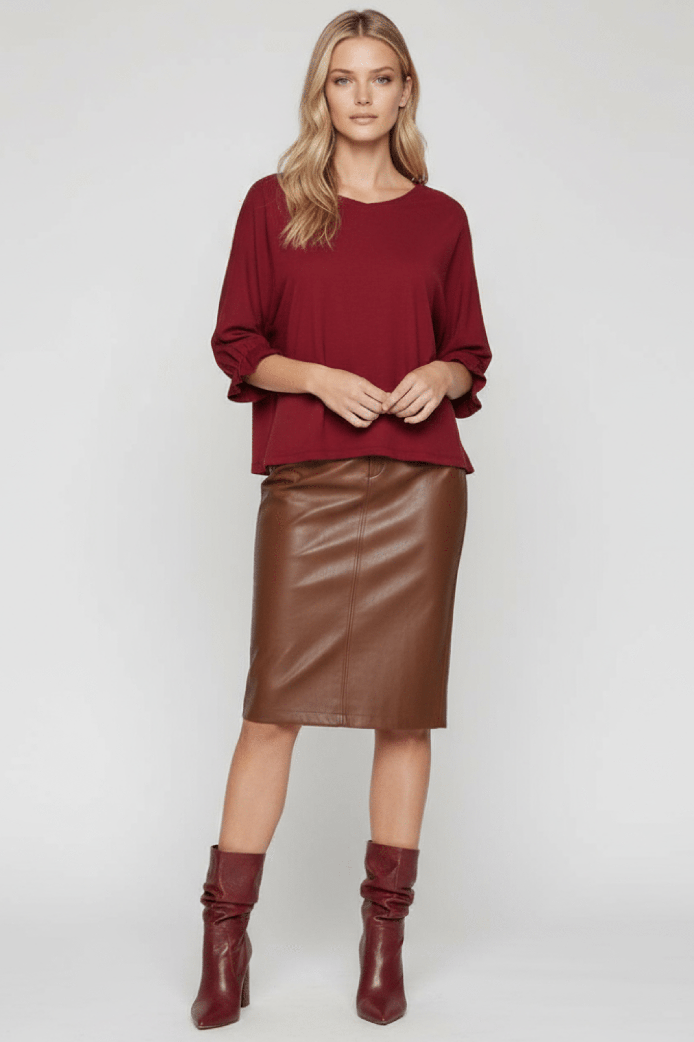 Camiseta granate de punto manga con goma Lolitas&L - lolitasyl.com