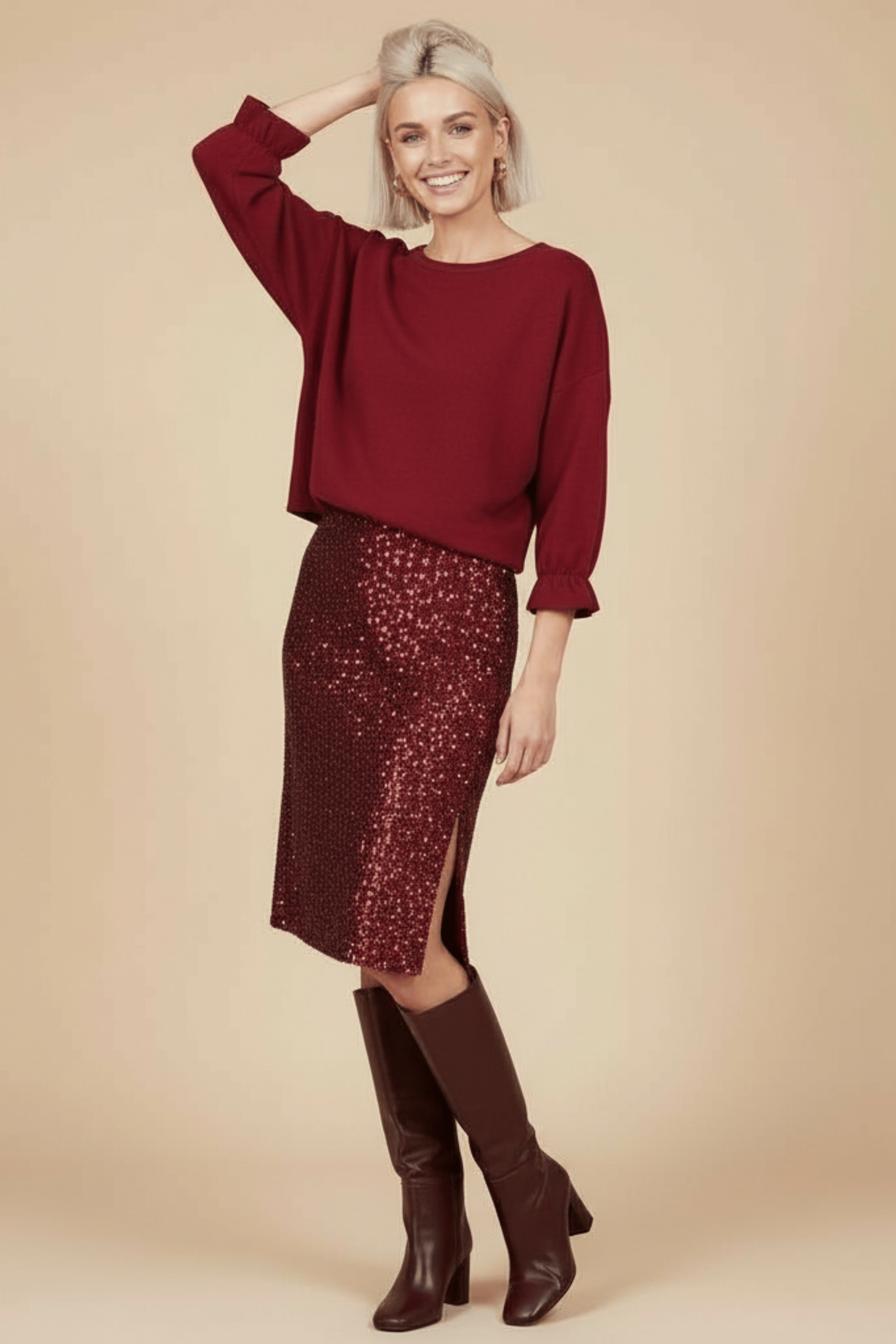 Camiseta granate de punto manga con goma Lolitas&L - lolitasyl.com