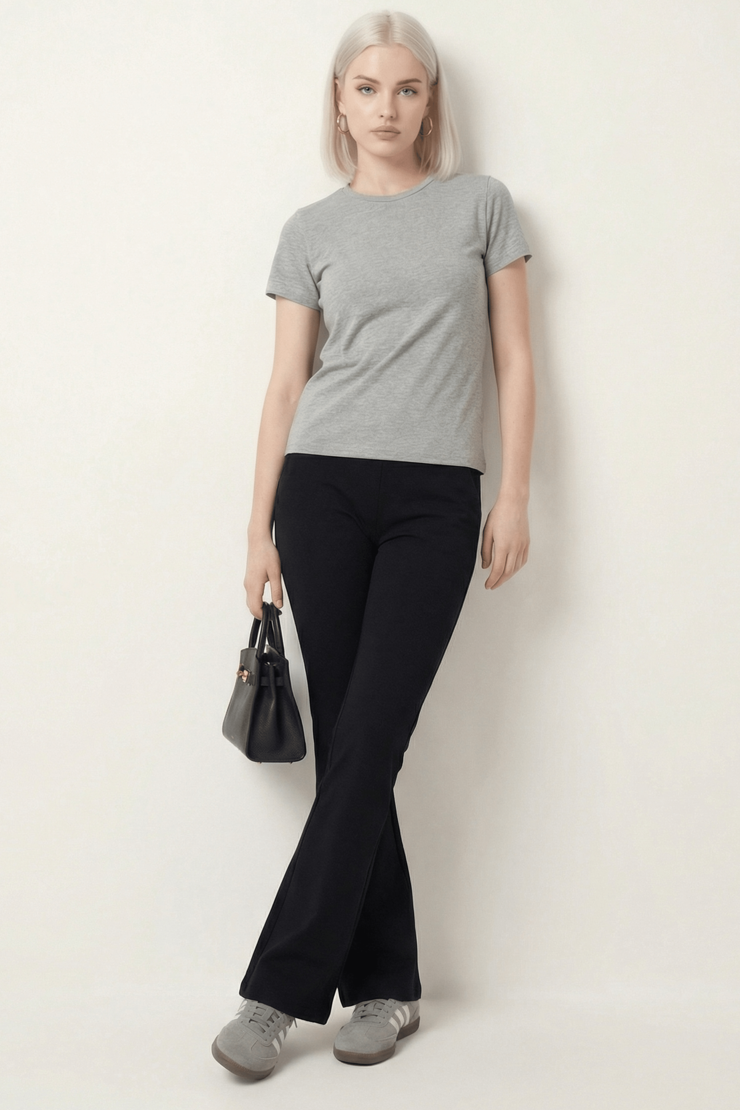 Camiseta gris basica con escote caja y manga corta Lolitas&L - lolitasyl.com