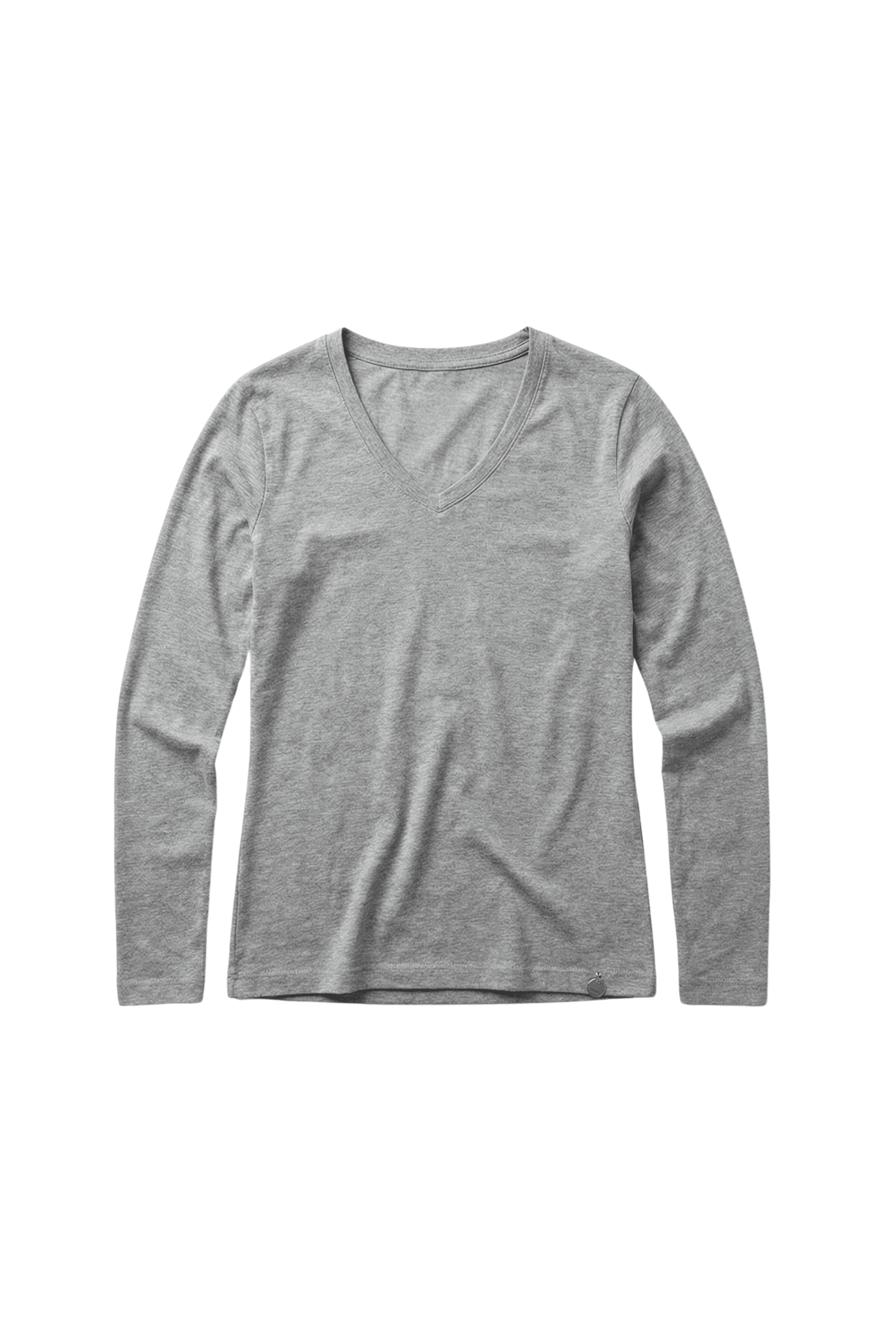 Camiseta gris basica con escote pico y manga larga Lolitas&L - lolitasyl.com