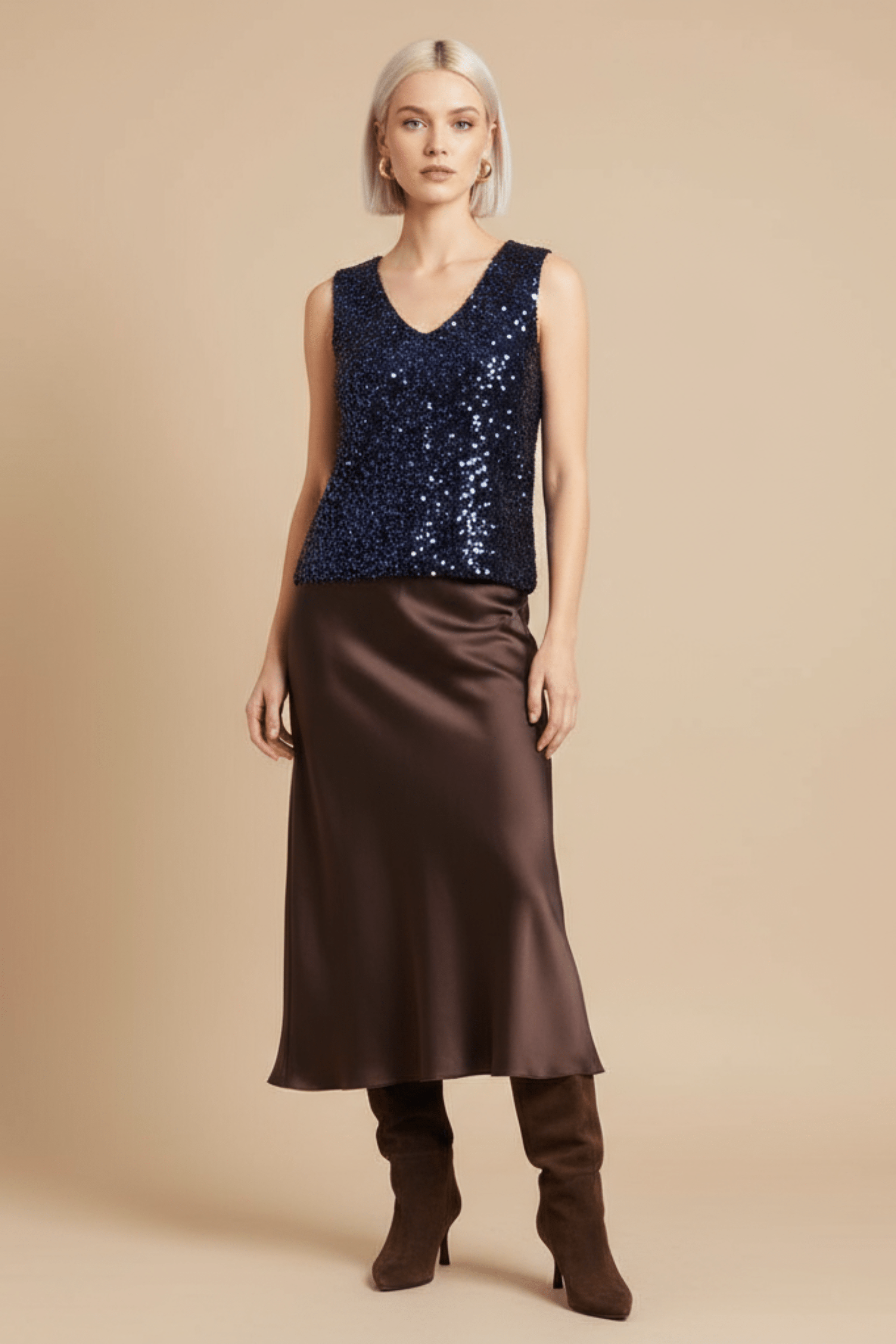 Camiseta lentejuelas azul marino sin mangas Lolitas&L - lolitasyl.com