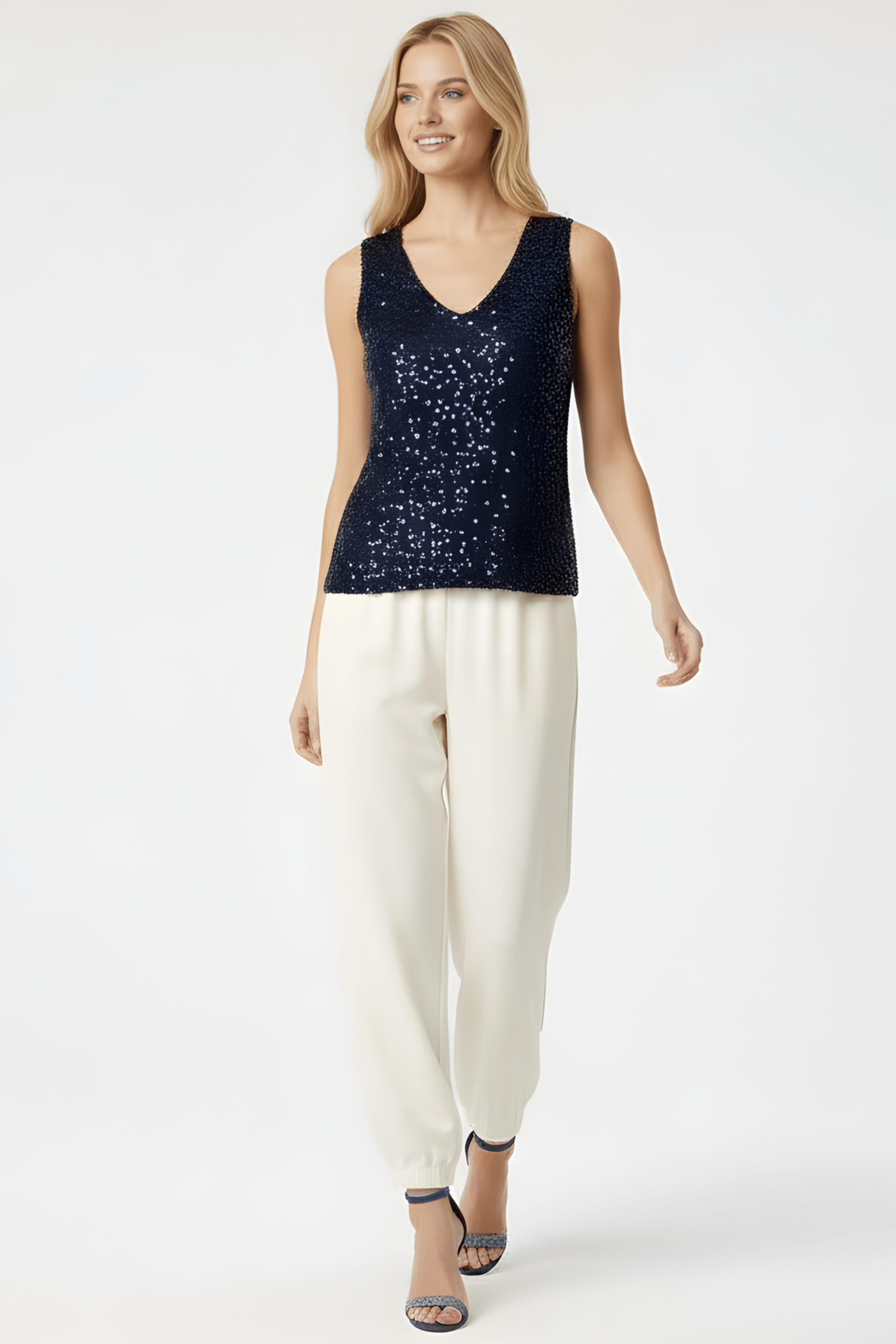 Camiseta lentejuelas azul marino sin mangas Lolitas&L - lolitasyl.com