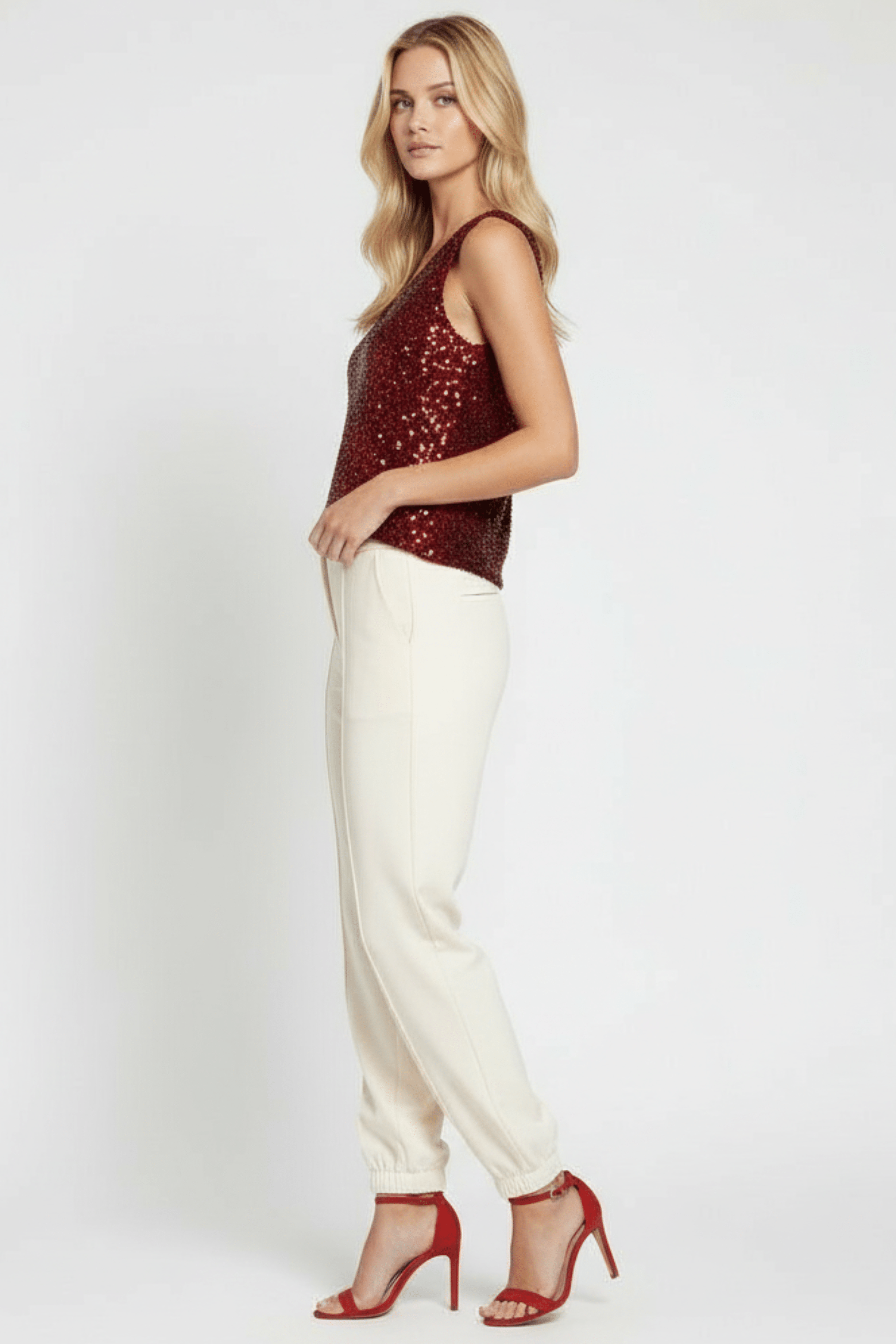 Camiseta lentejuelas granate sin mangas Lolitas&L - lolitasyl.com