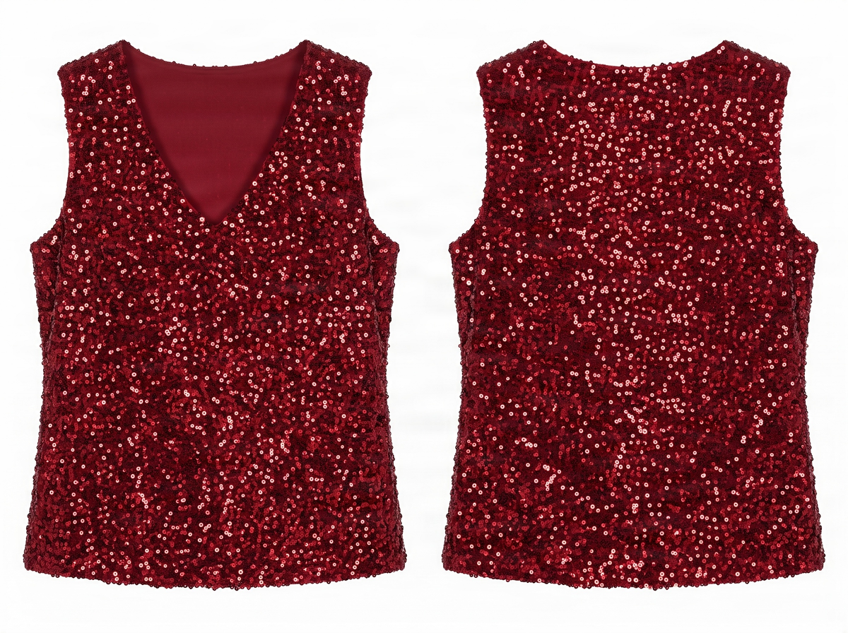 Camiseta lentejuelas granate sin mangas Lolitas&L