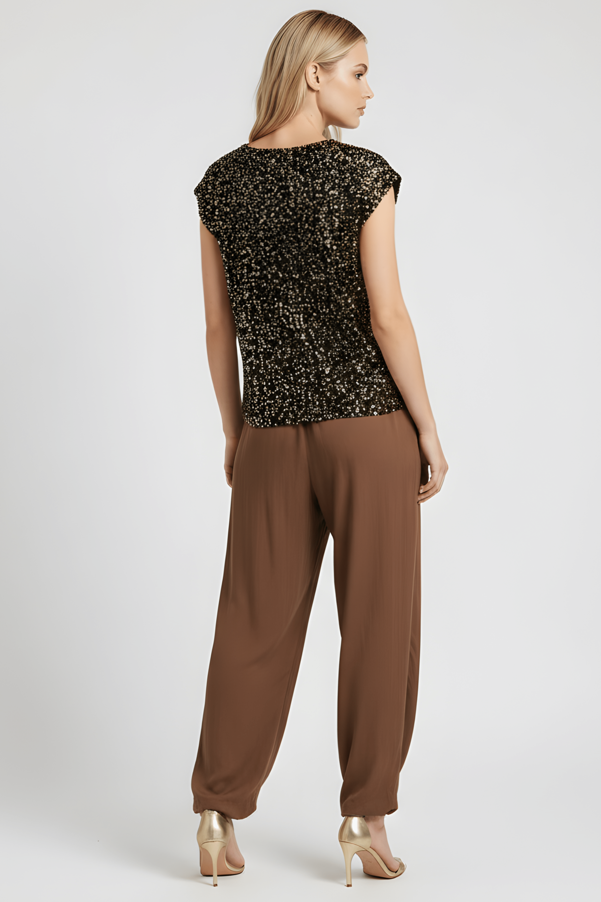 Camiseta lentejuelas ocre mini manga Lolitas&L - lolitasyl.com