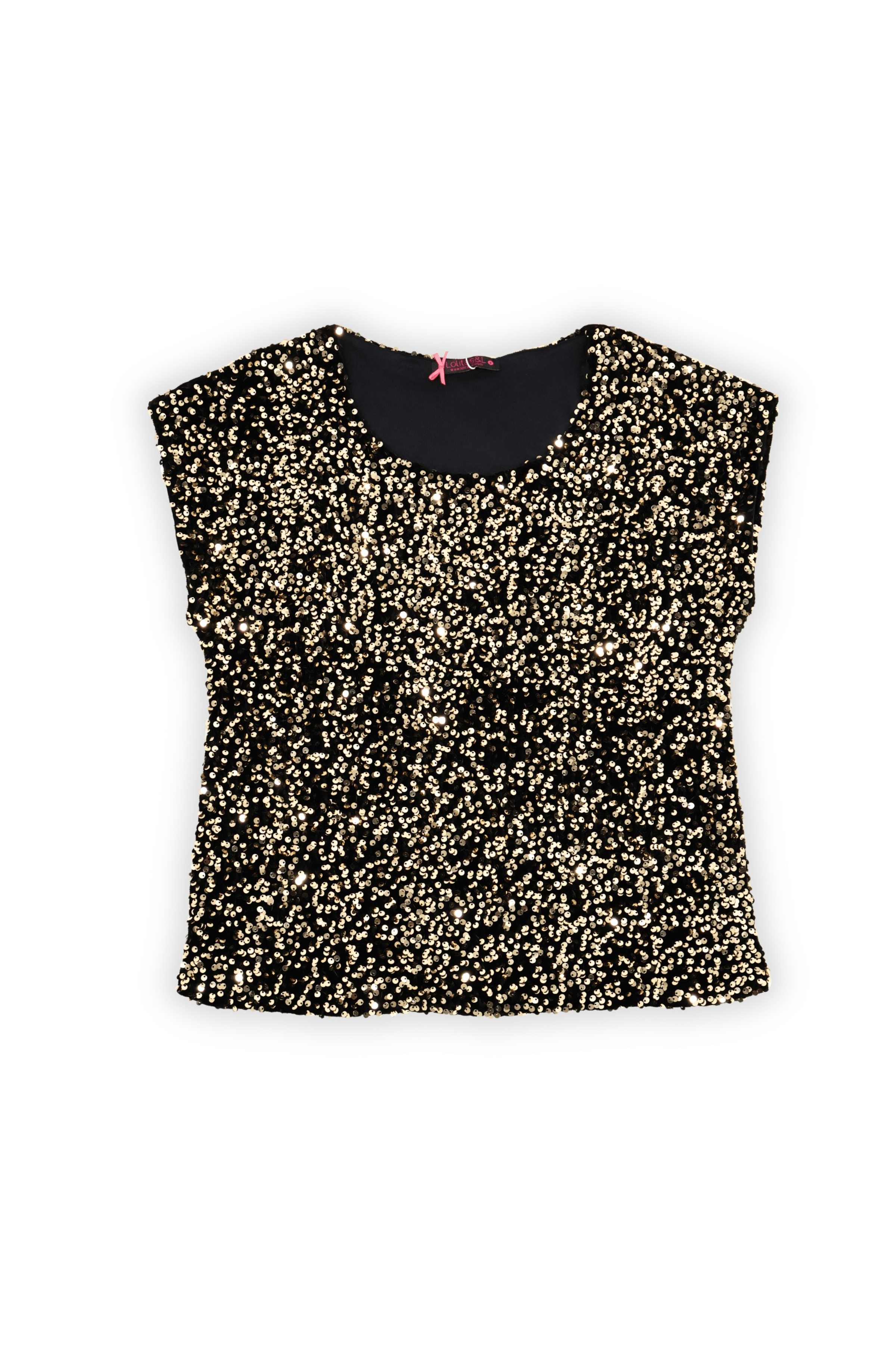 Camiseta lentejuelas ocre mini manga Lolitas&L - lolitasyl.com