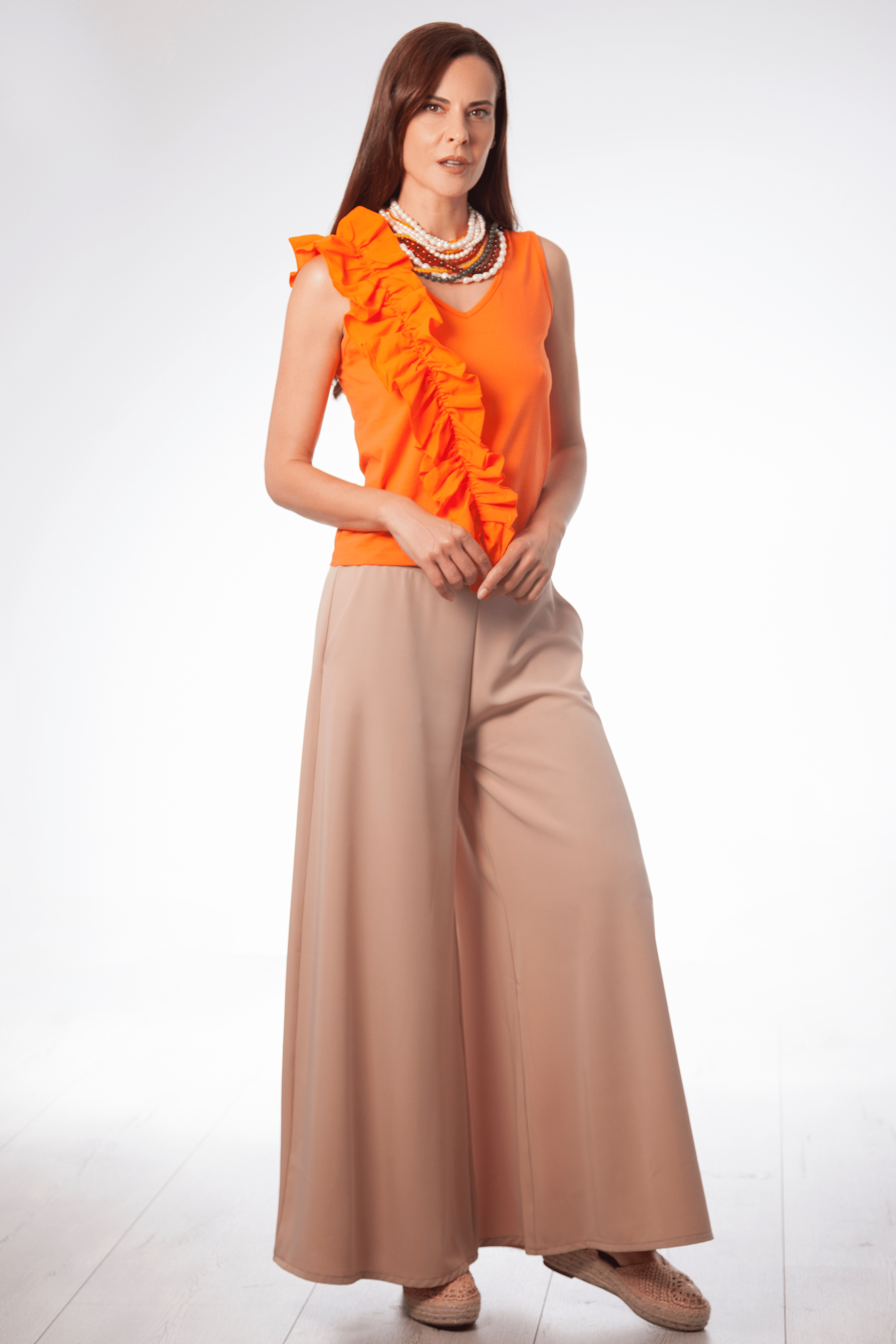 Camiseta naranja tira fruncida en delantero Lolitas&L - lolitasyl.com