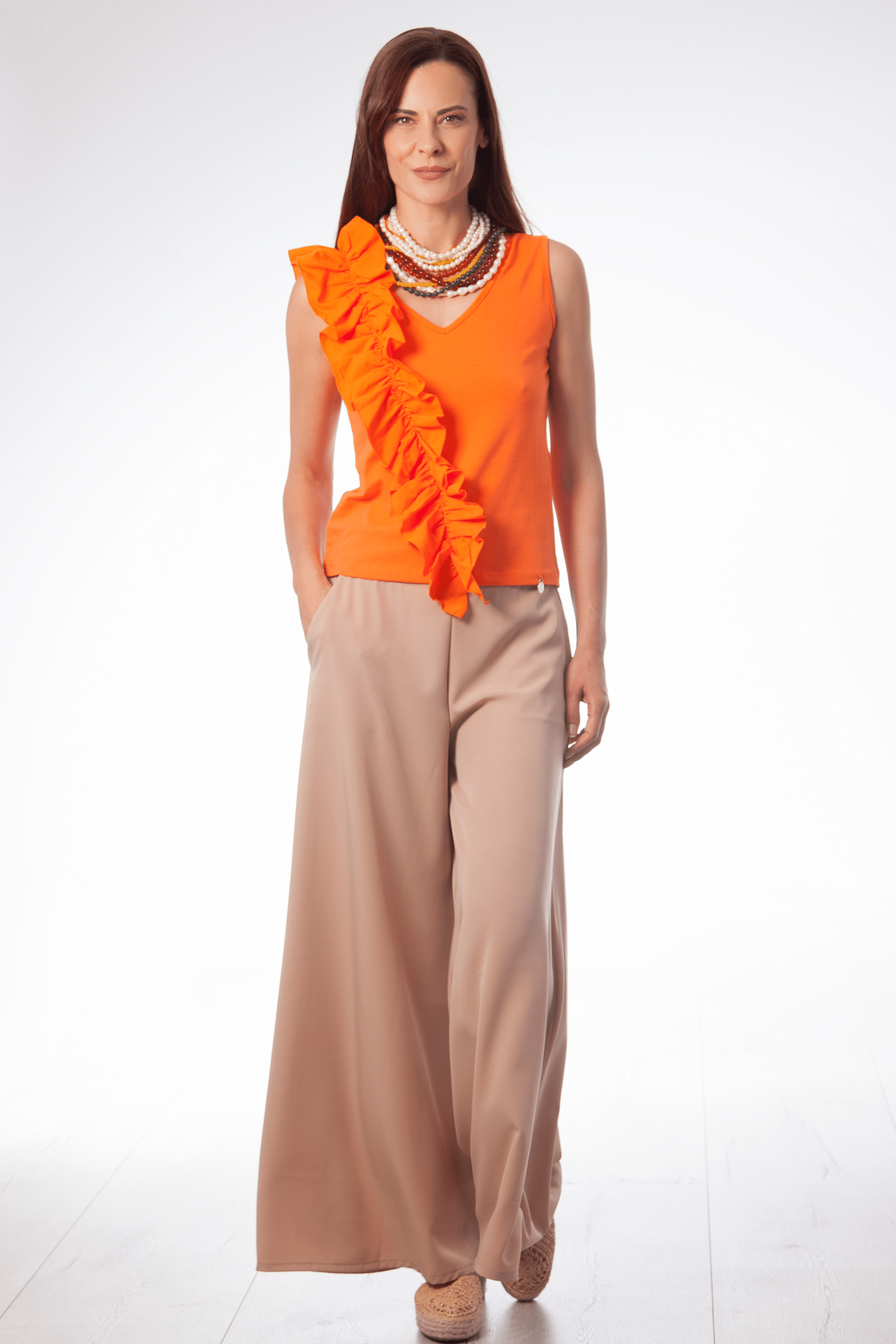 Camiseta naranja tira fruncida en delantero Lolitas&L - lolitasyl.com