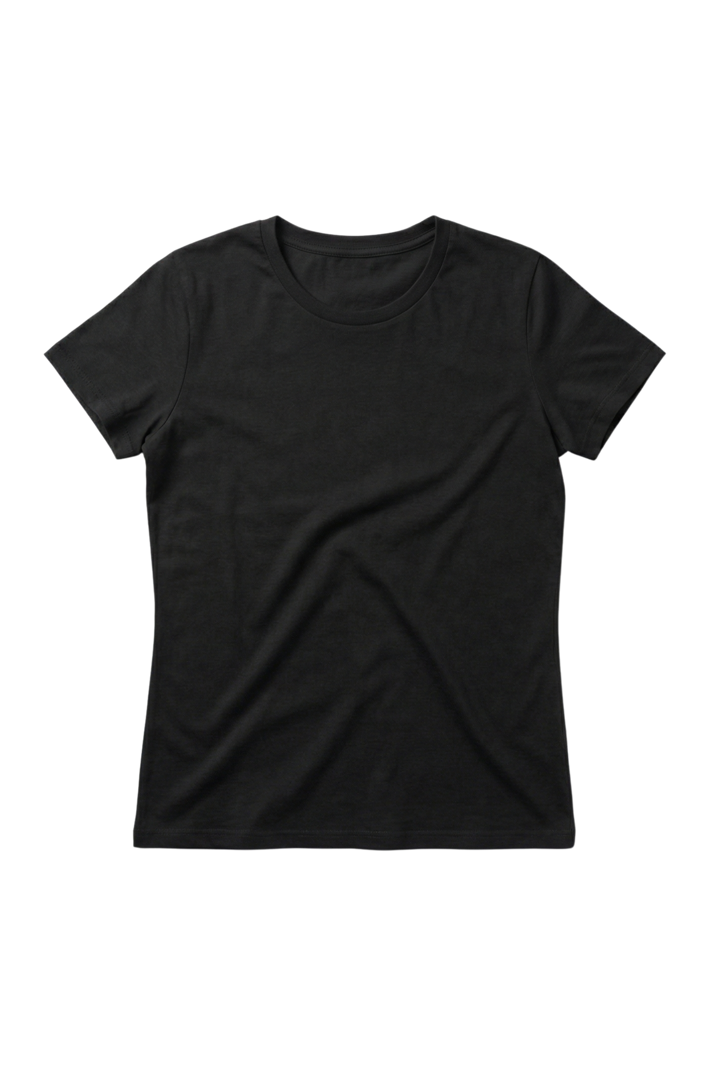 Camiseta negra basica con escote collar y manga corta Lolitas&L