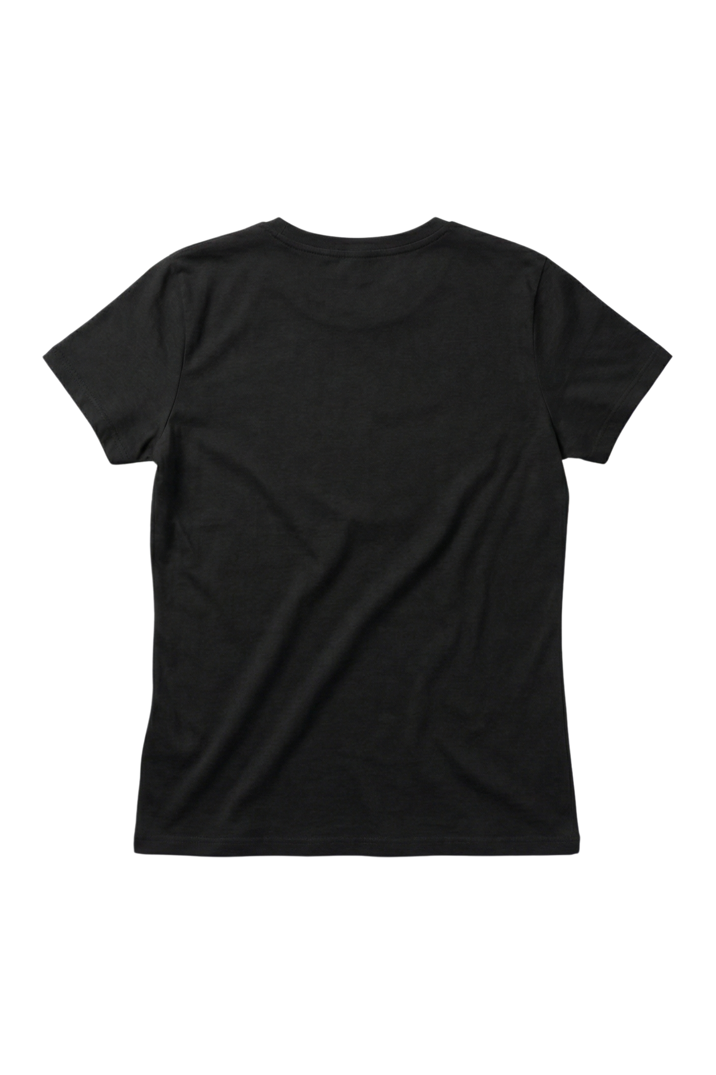 Camiseta negra basica con escote collar y manga corta Lolitas&L