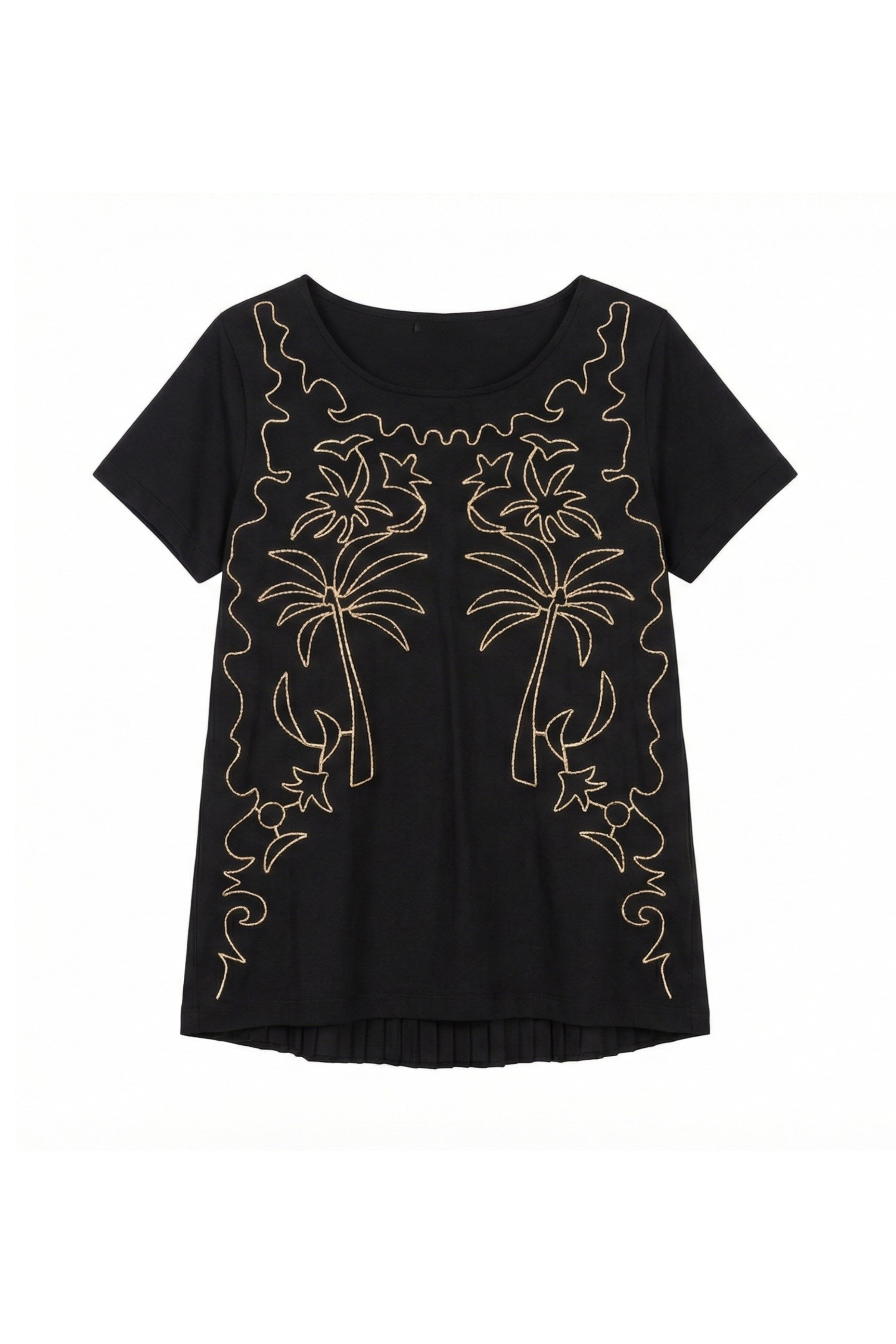 Camiseta negra bordado oasis beige LolitasyL