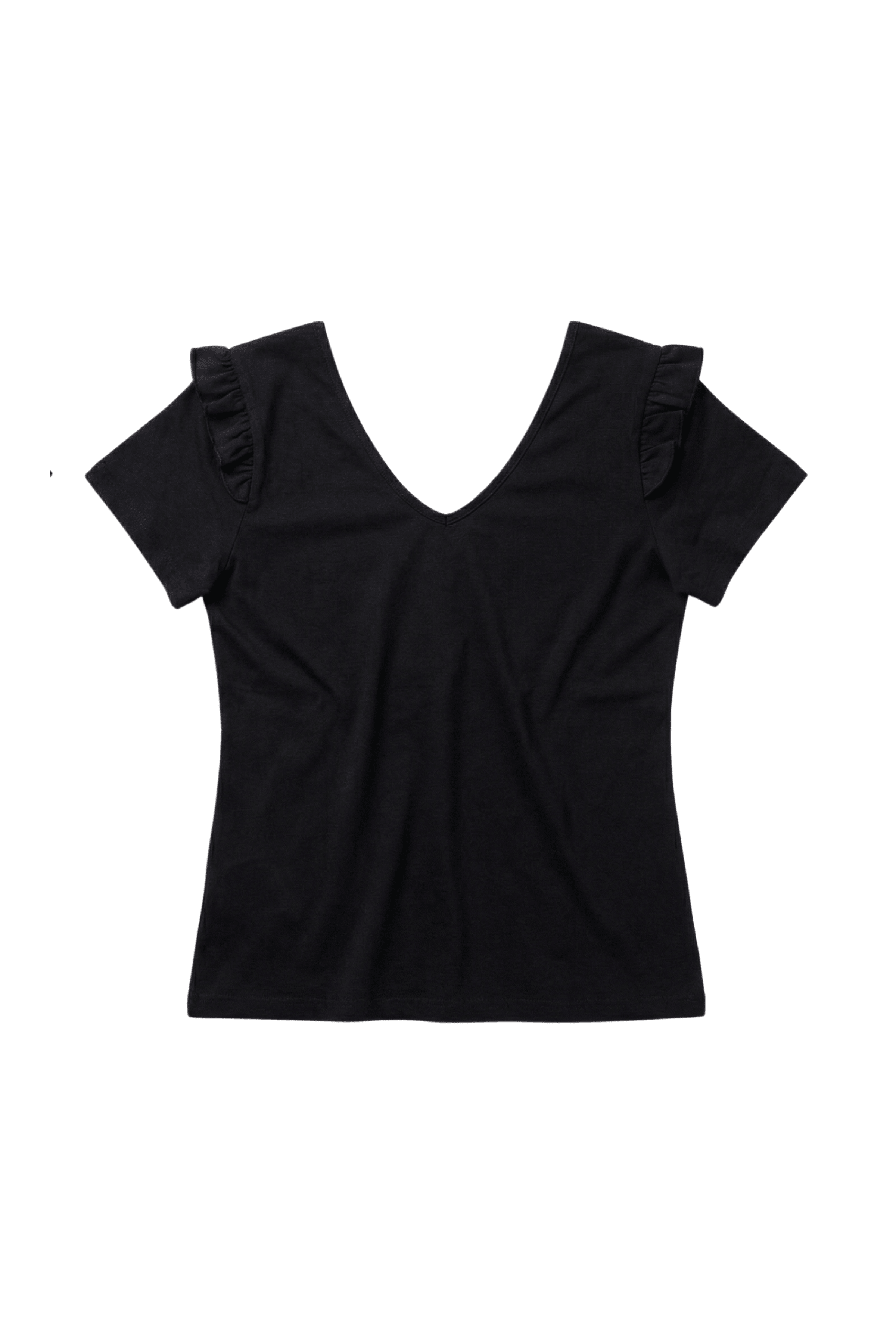 Camiseta negra con volante en hombros Lolitas&L - lolitasyl.com