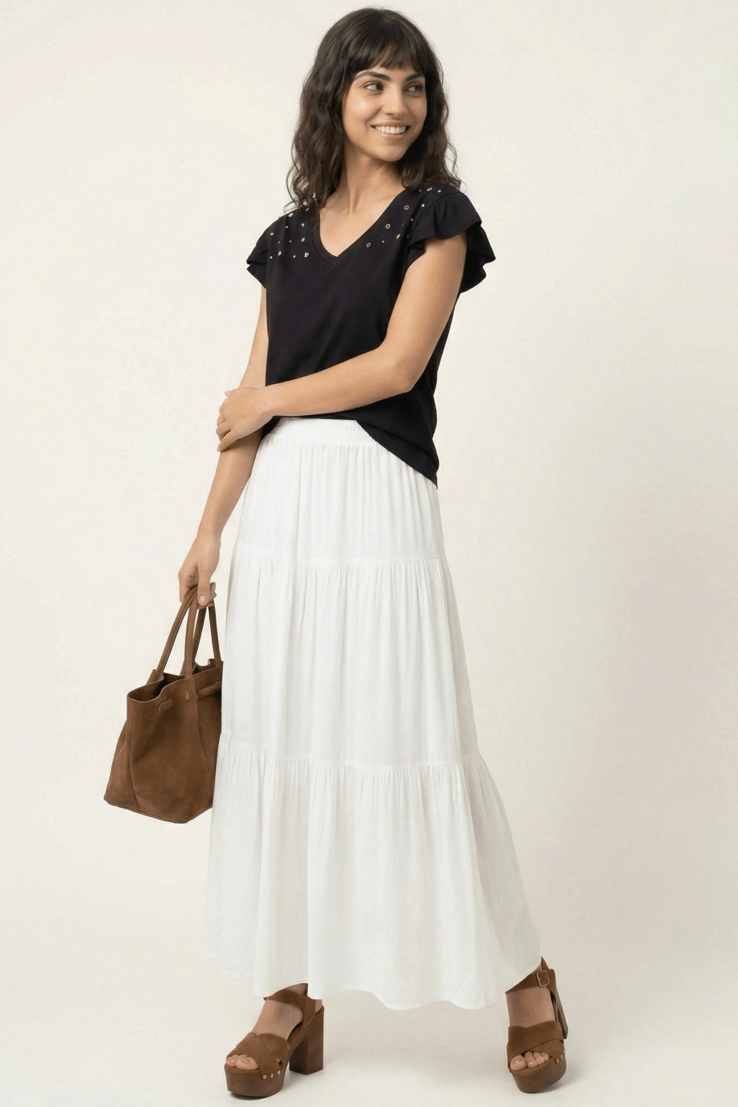 Camiseta negra detalle strass en hombros Lolitas&L - lolitasyl.com