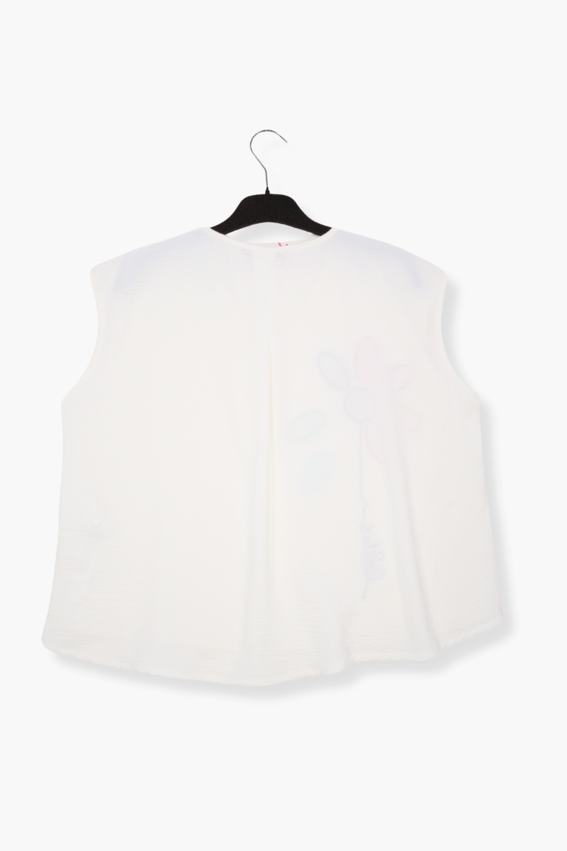 Camiseta Preloved blanca bordado flor multicolor si no Lolitas&L - lolitasyl.com