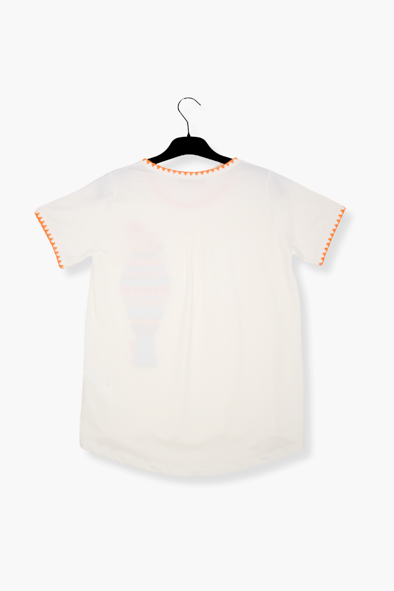 Camiseta Preloved blanca bordado loro multicolor Lolitas&L - lolitasyl.com